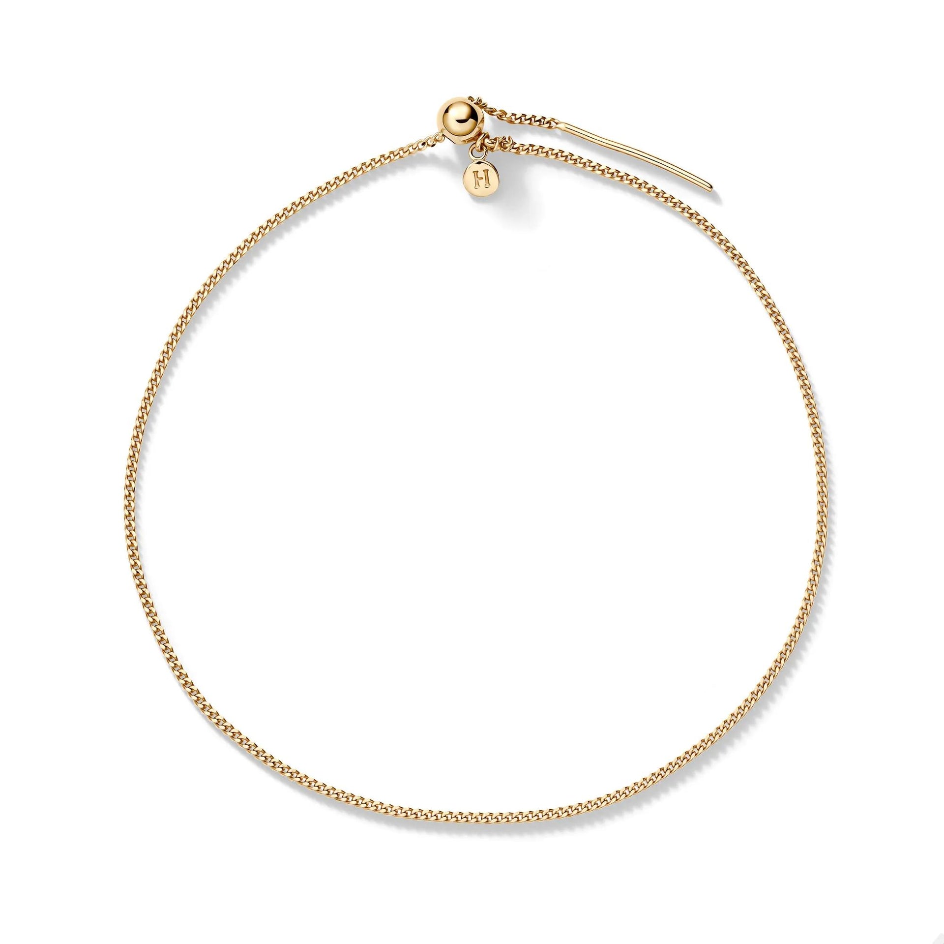 Mini Curb Chain Charm Bracelet Vermeil Yellow Size 1.00mm