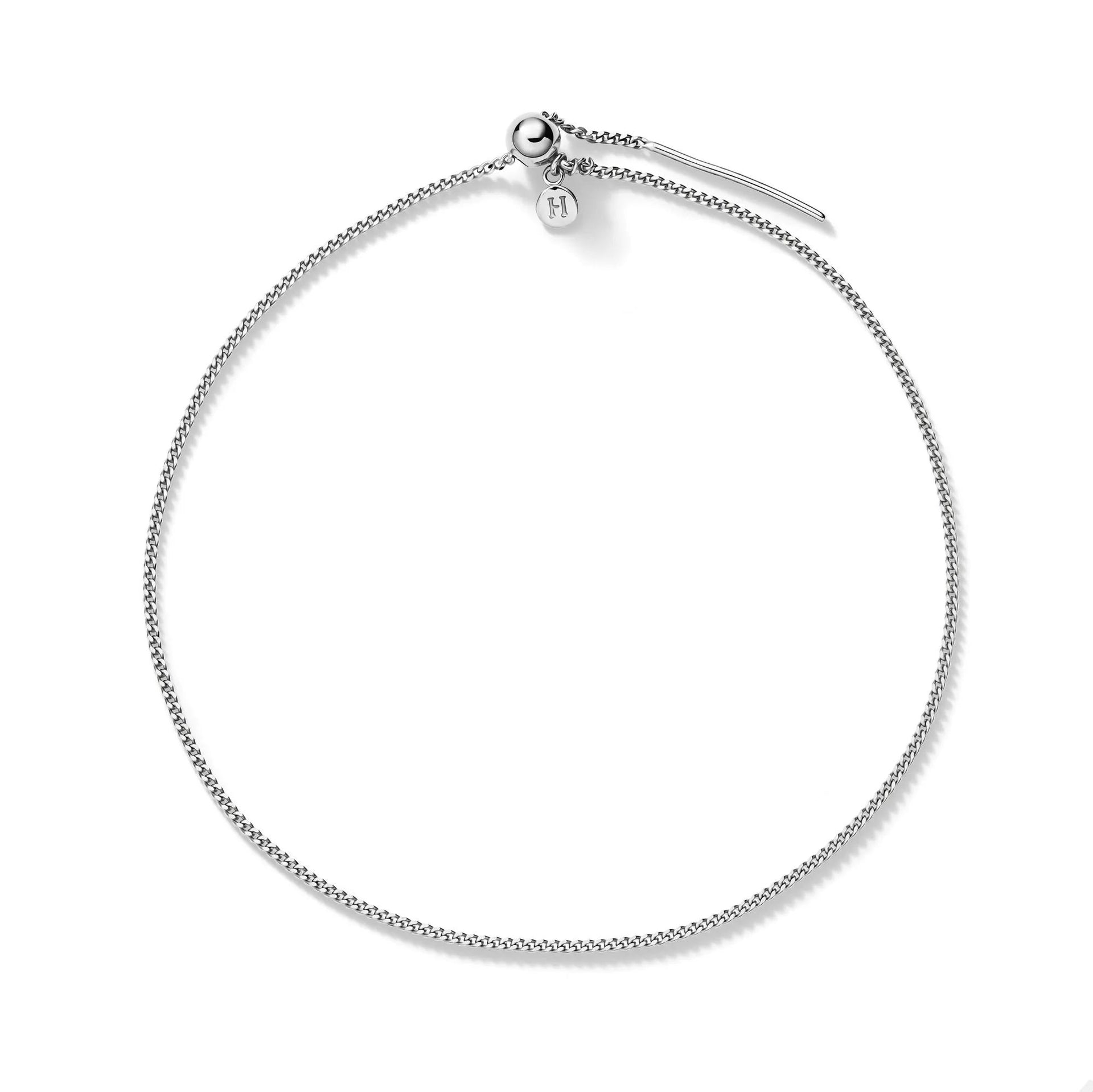 Mini Curb Chain Charm Bracelet .925 Sterling Silver White Size 1.00mm