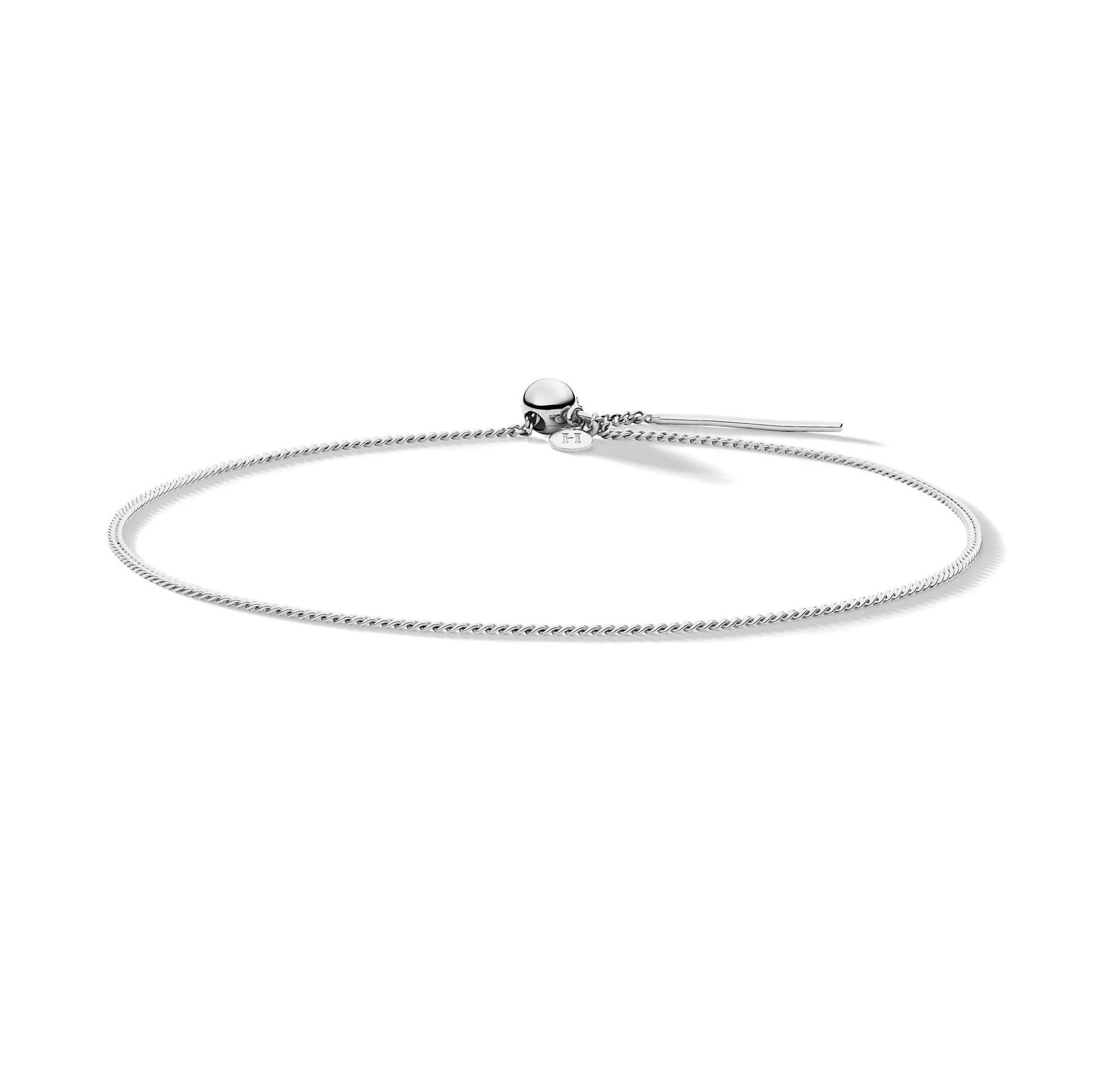 Mini Curb Chain Charm Bracelet .925 Sterling Silver White Size 1.00mm