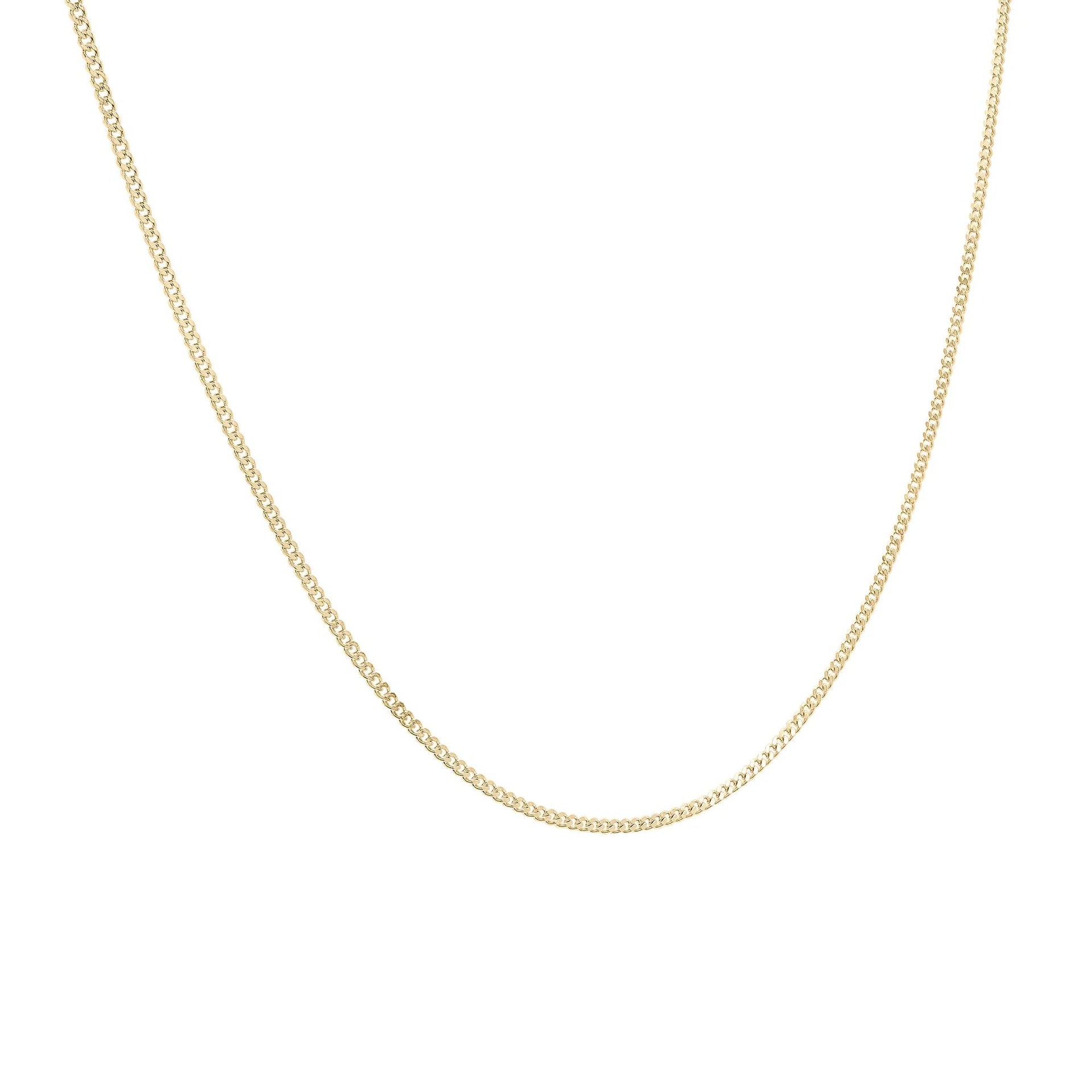 Mini Curb Chain Charm Necklace Vermeil 22" Yellow Size 1.00mm