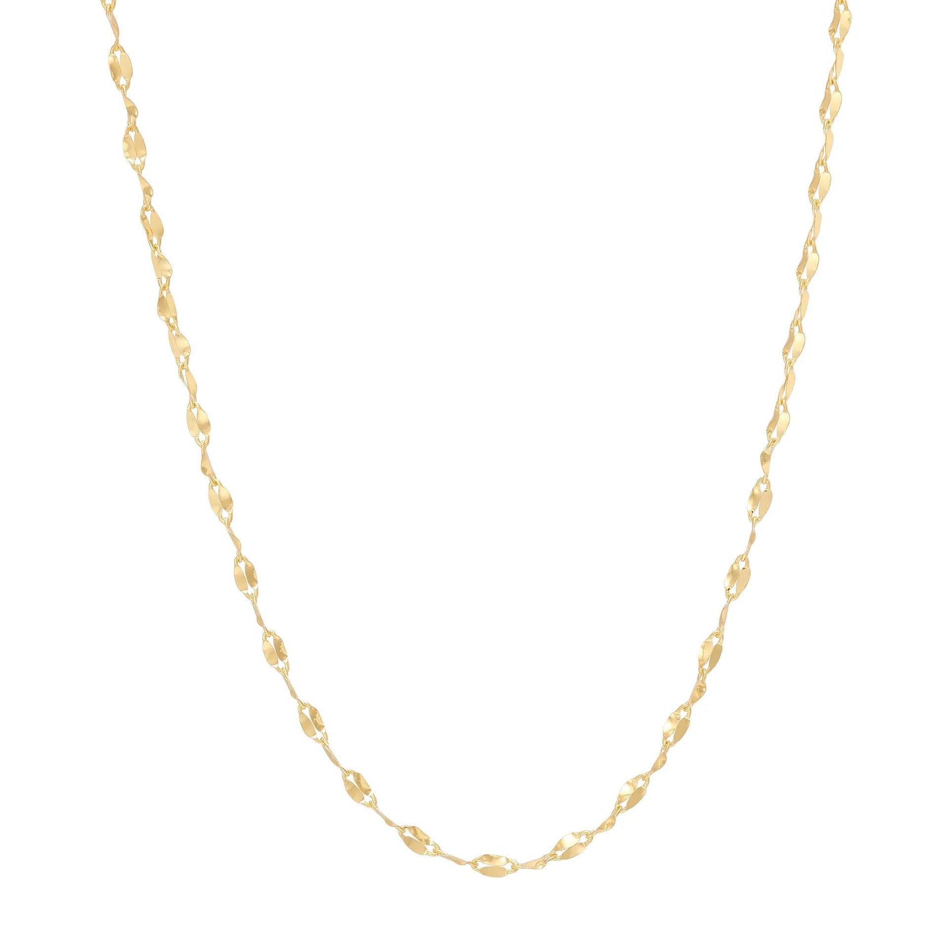 Mirror Chain Necklace 14K Yellow Gold Size 18"