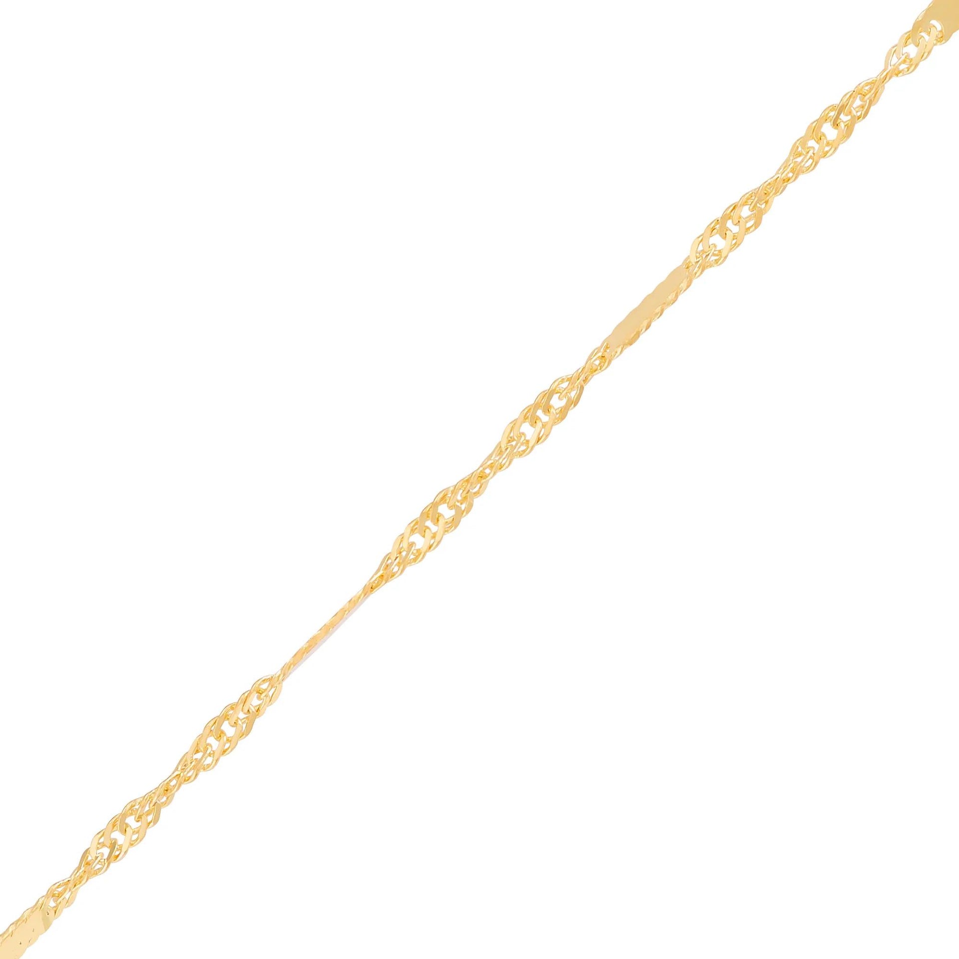 Mirrored Station Singapore Chain 14K Yellow Gold Necklace Size 18"