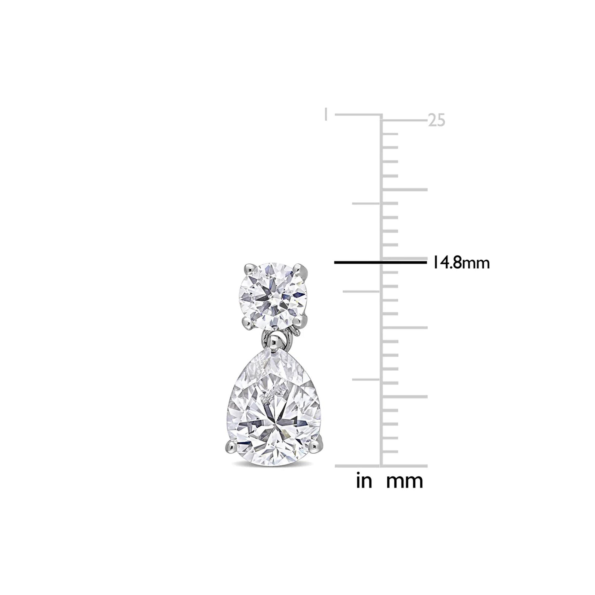 Moissanite Drop Earrings .925 Sterling Silver White Size 6.80mm