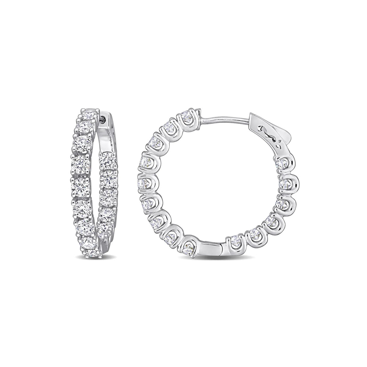 Moissanite Hoop Earrings with U Prongs .925 Sterling Silver (3 CT. Dew) White Size 3.30mm