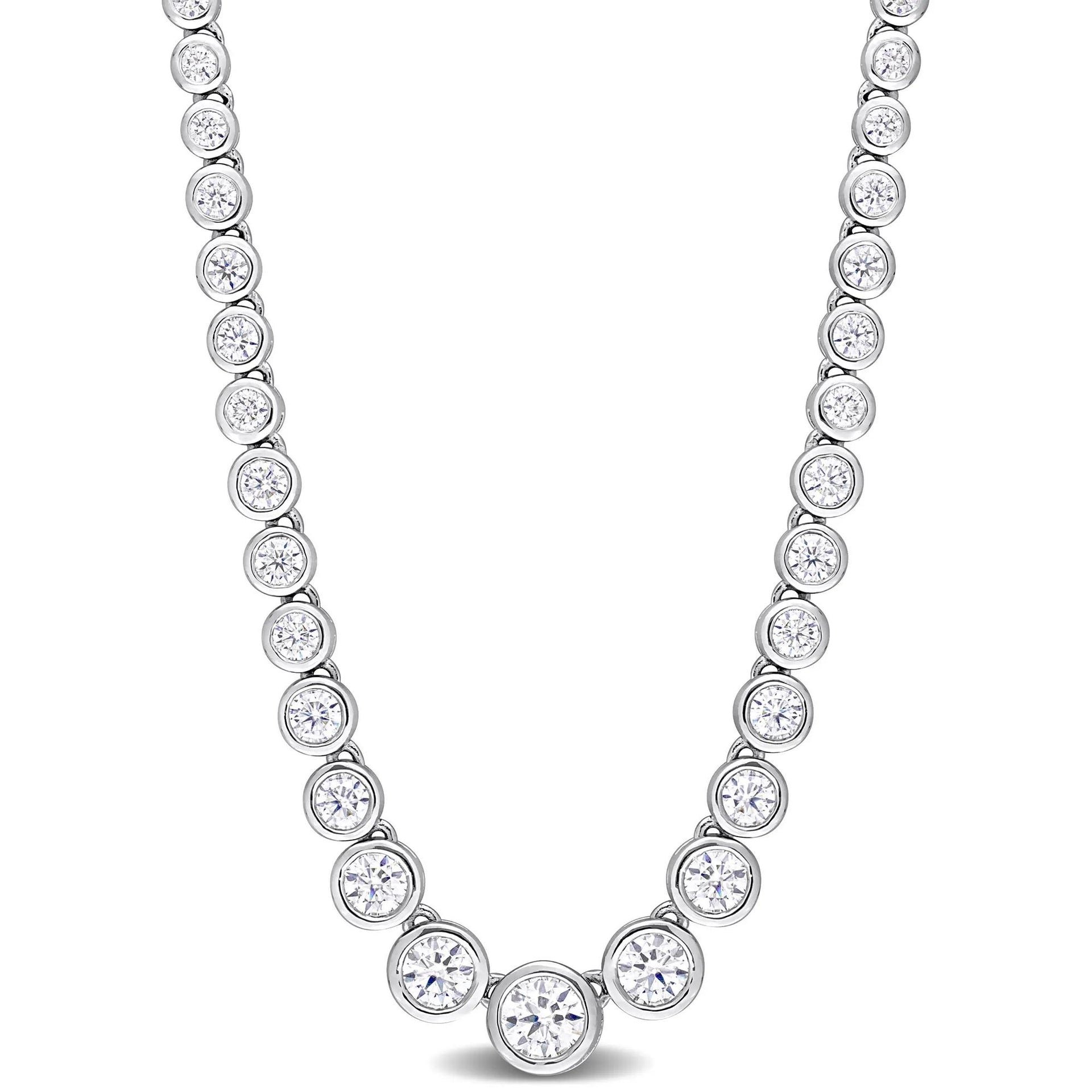 Moissanite Necklace .925 Sterling Silver White Size 17"