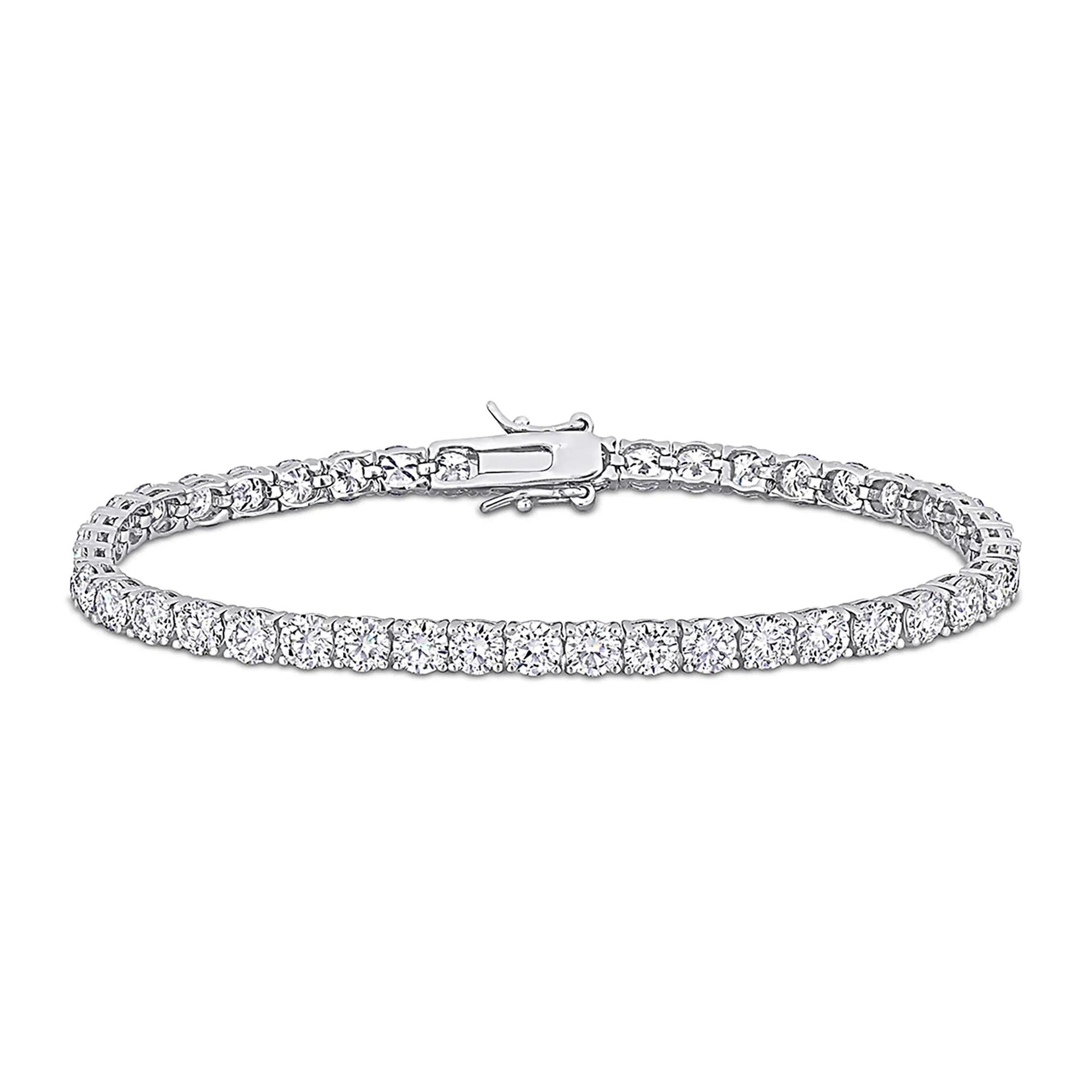 Moissanite Tennis Bracelet .925 Sterling Silver (9 1/2 CT. Dew) White Size 4.00mm