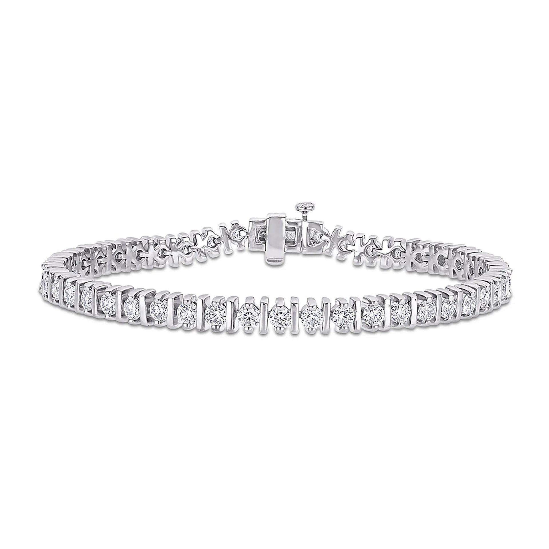 Moissanite Tennis Bracelet with Spacer Bars .925 Sterling Silver (4 1/2 CT. Dew) White Size 5.50mm