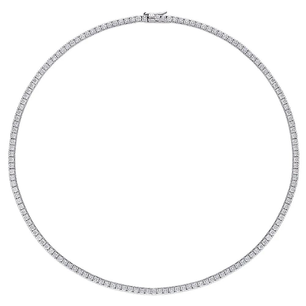 Moissanite Tennis Necklace .925 Sterling Silver (12 1/2 CT. Dew) White Size 17.5"