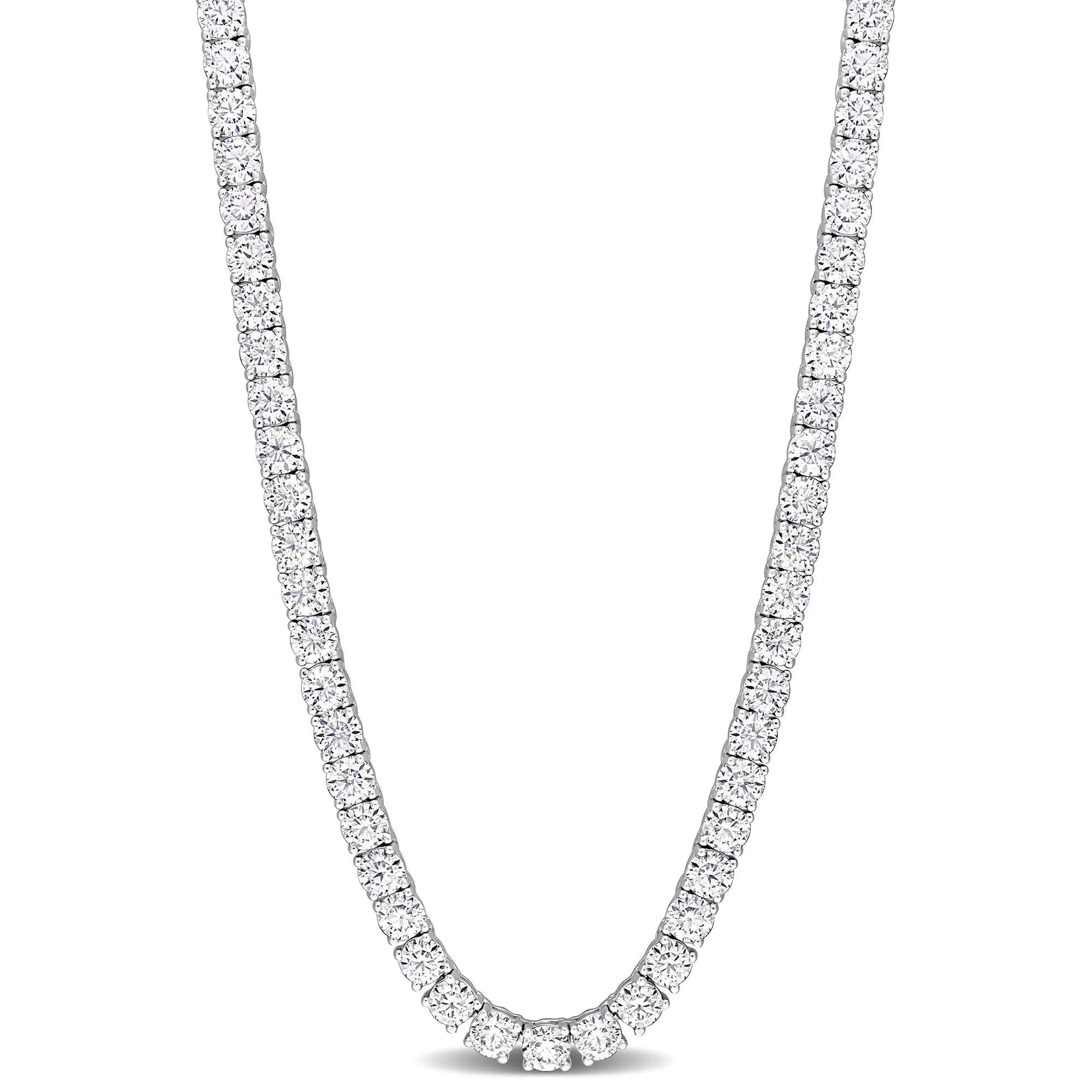 Moissanite Tennis Necklace .925 Sterling Silver (26 1/2 CT. Dew) White Size 17"