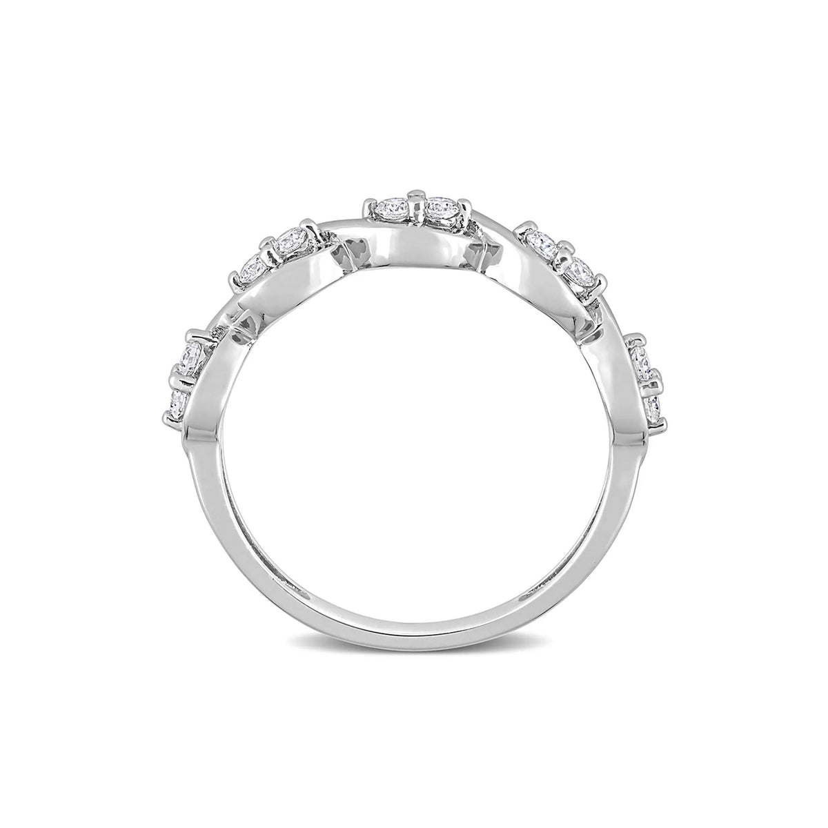 Moissanite Twist Ring .925 Sterling Silver (1/4 CT. Dew) Round Brilliant Cut White Size 6