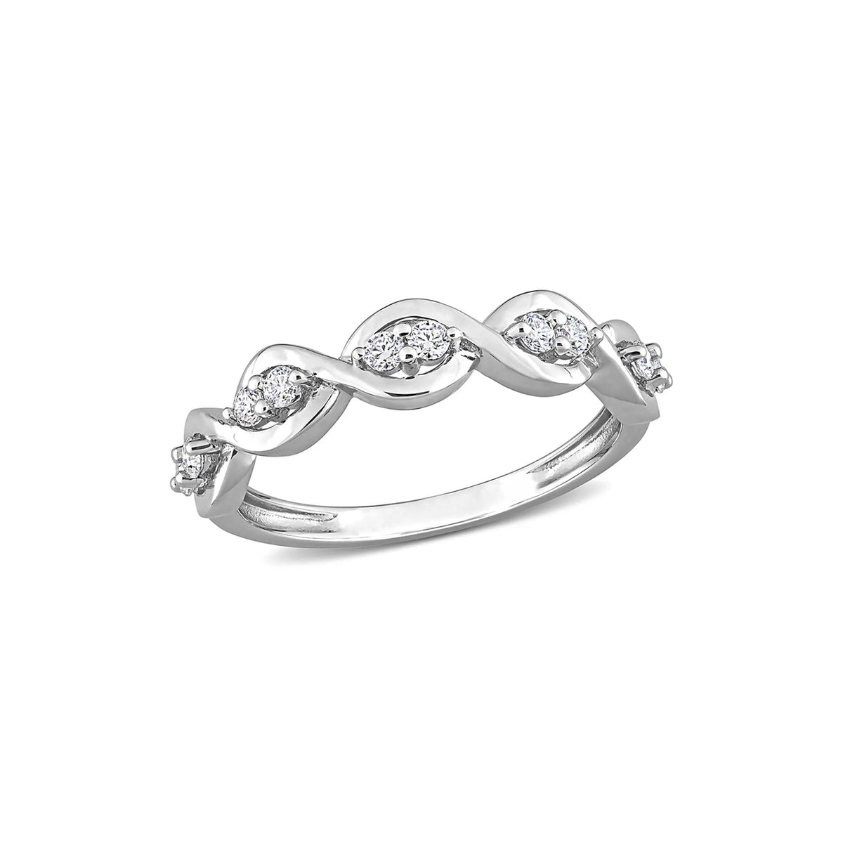 Moissanite Twist Ring .925 Sterling Silver (1/4 CT. Dew) Round Brilliant Cut White Size 6