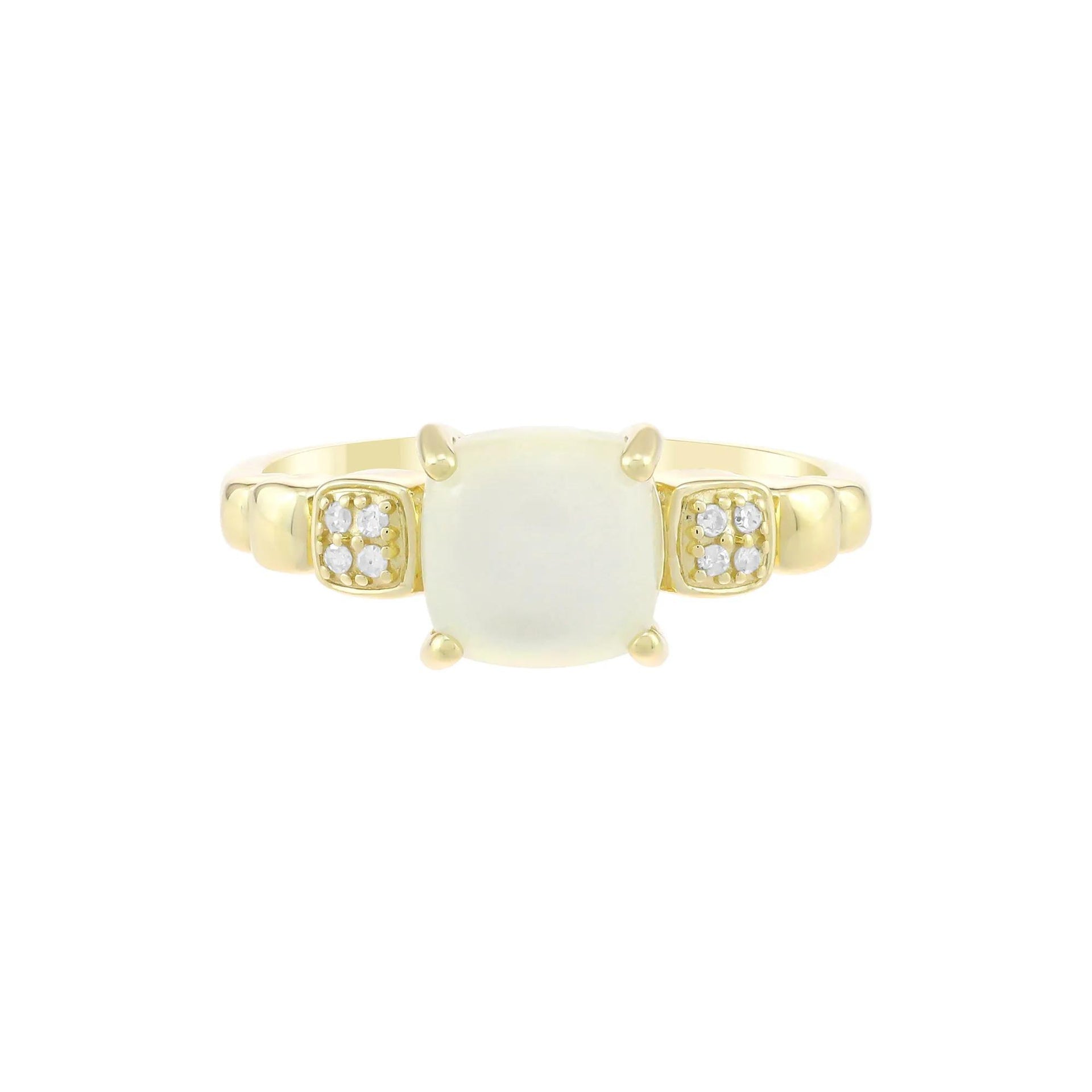 Moonstone and Diamond Accent Ring 10K Yellow Gold Size 6 1.5mm