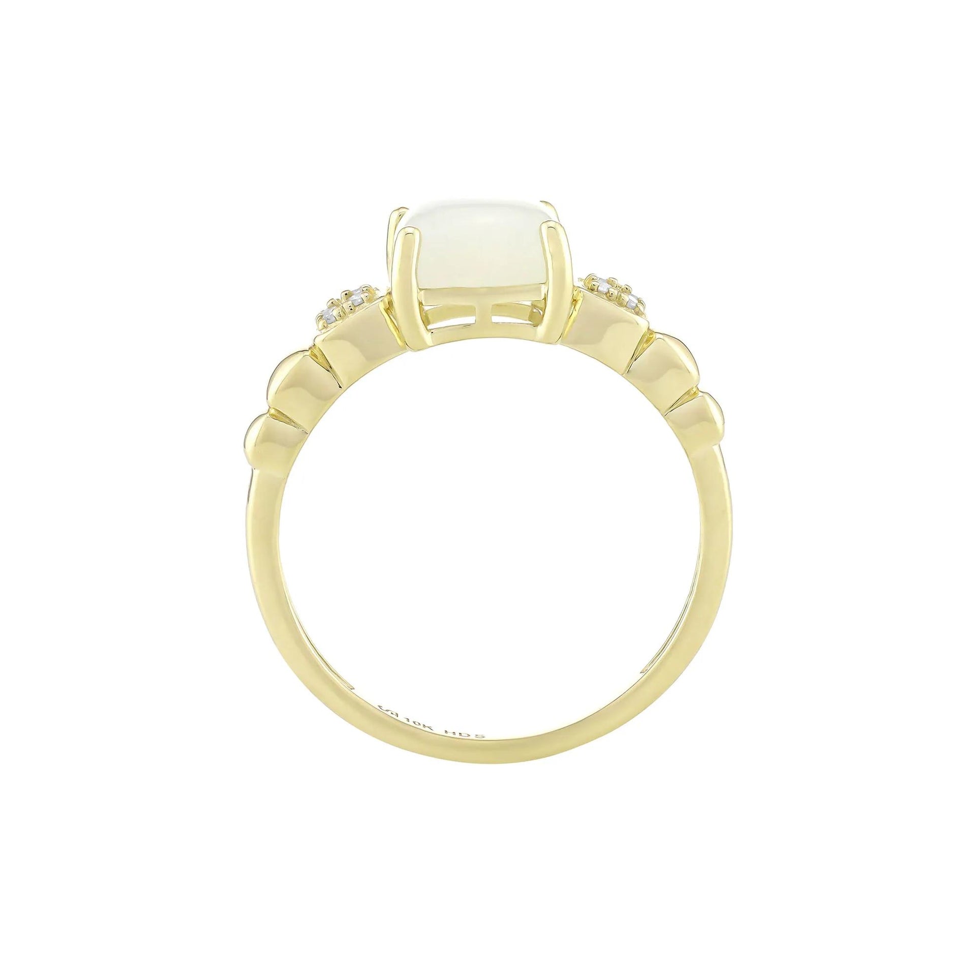Moonstone and Diamond Accent Ring 10K Yellow Gold Size 6 1.5mm