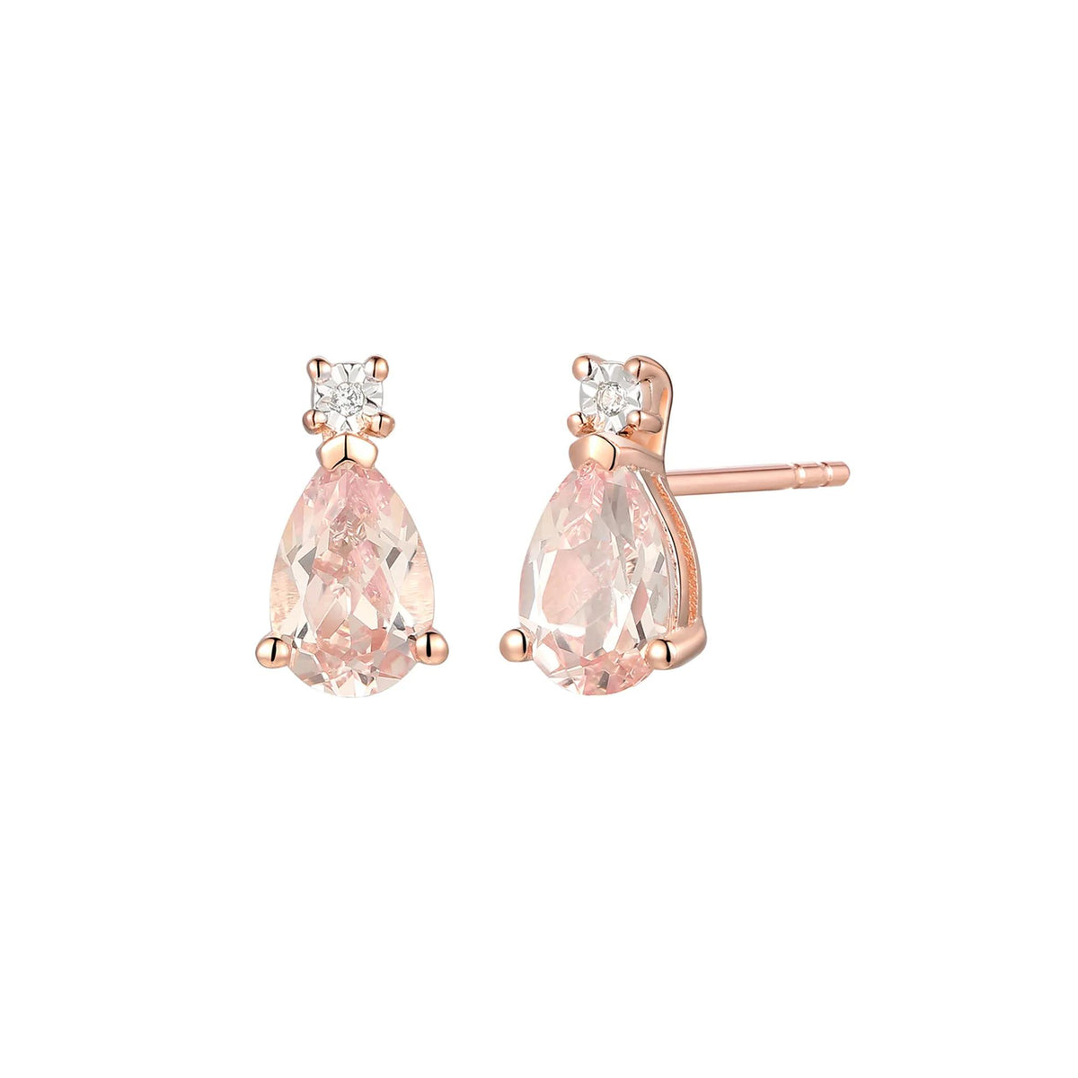 Morganite & Diamond Accent Pendant Necklace & Earrings Boxed Set 10K Rose Gold Size 18"