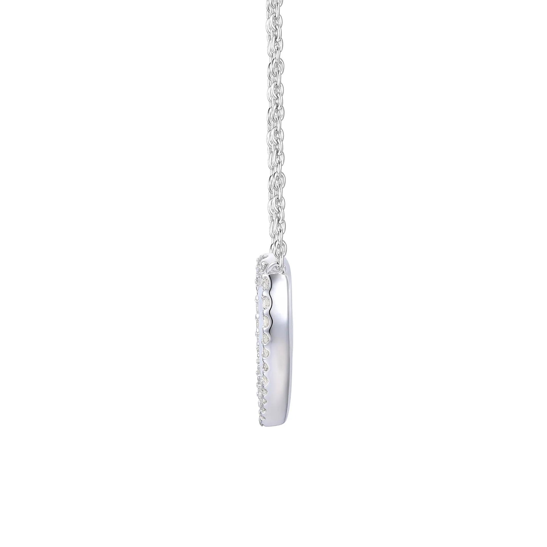 1/5 CT. Tw. Mother of Pearl and Diamond Necklace .925 Sterling Silver White Size 17"