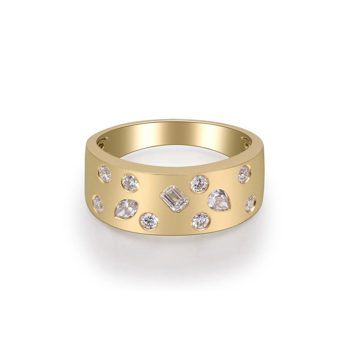 Multi-Cut Diamond Ring 10K Yellow Gold Size 7 2mm