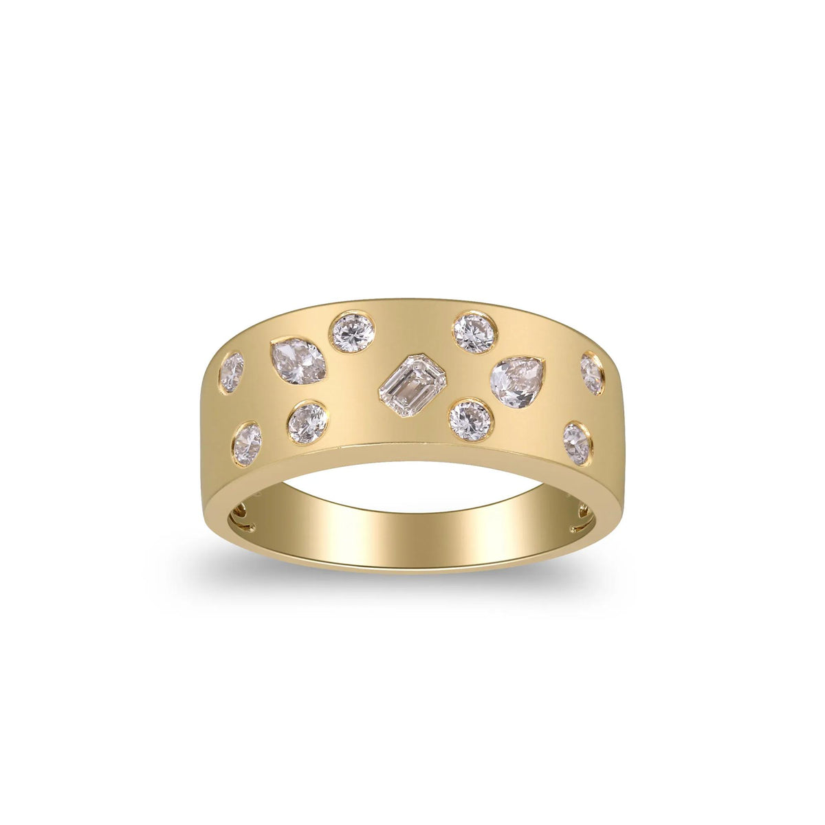 Multi-Cut Diamond Ring 10K Yellow Gold Size 7 2mm