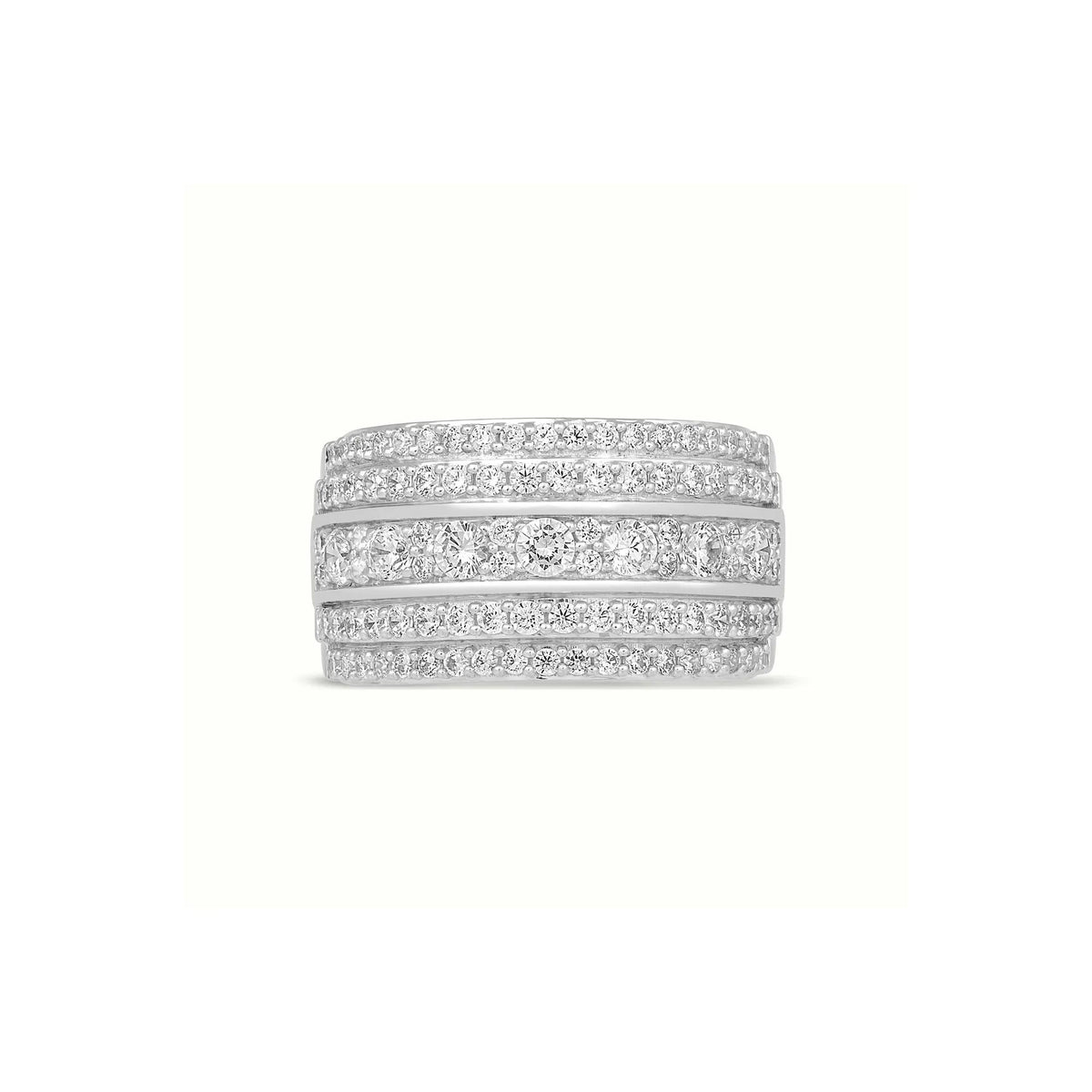 1/2 CT. Tw. Multi-Row Diamond Ring 10K White Gold Round Brilliant Cut Size 6.5