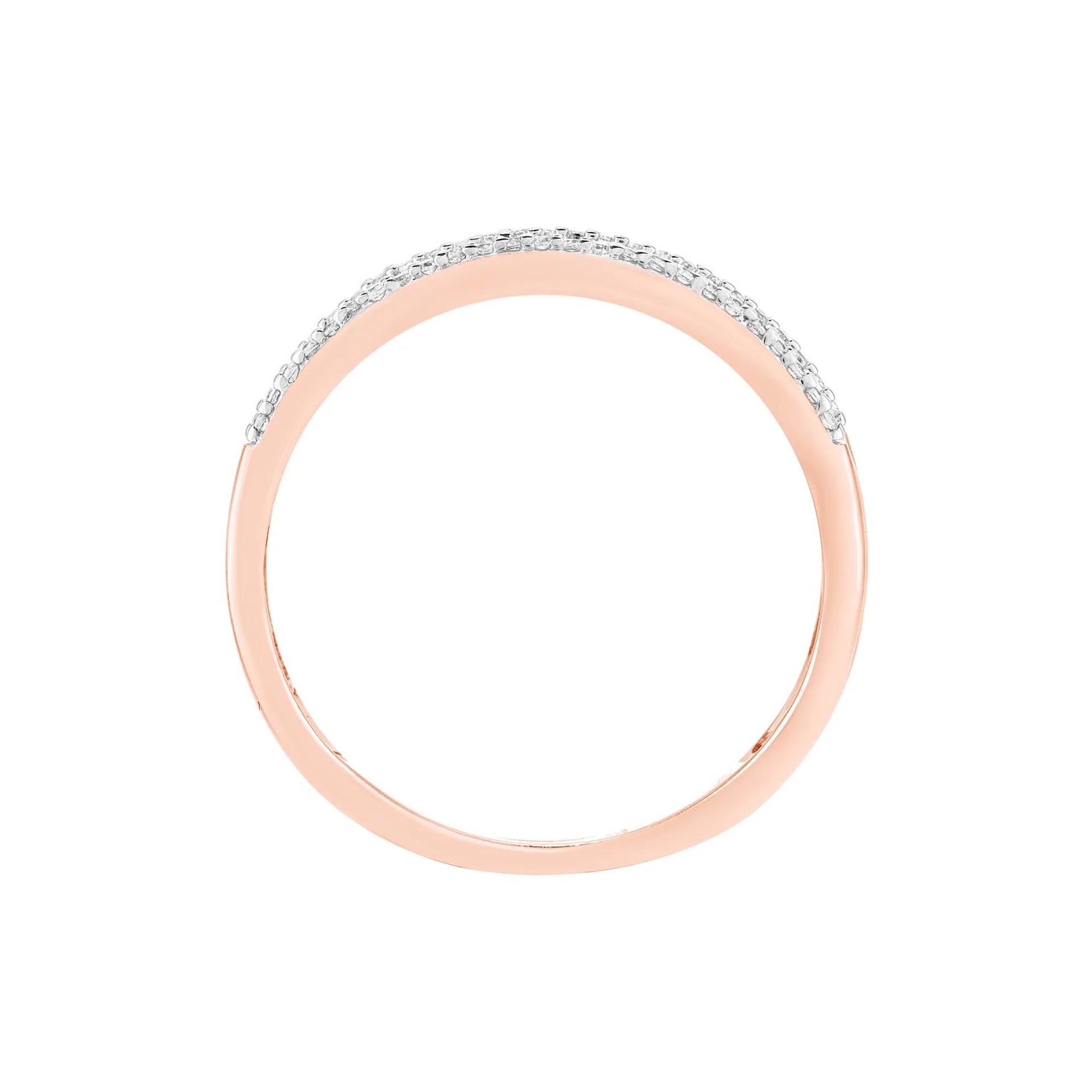 1/4 CT. Tw. Multi-Row Diamond Wedding Band Ring 10K Rose Gold Round Brilliant Cut Size 8 4mm
