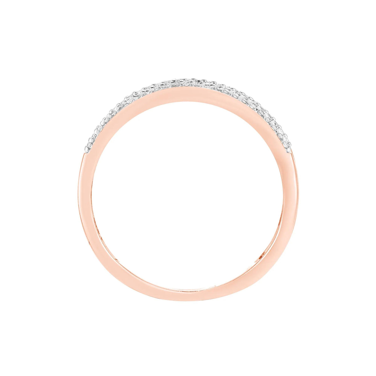 1/4 CT. Tw. Multi-Row Diamond Wedding Band Ring 10K Rose Gold Round Brilliant Cut Size 7 4mm