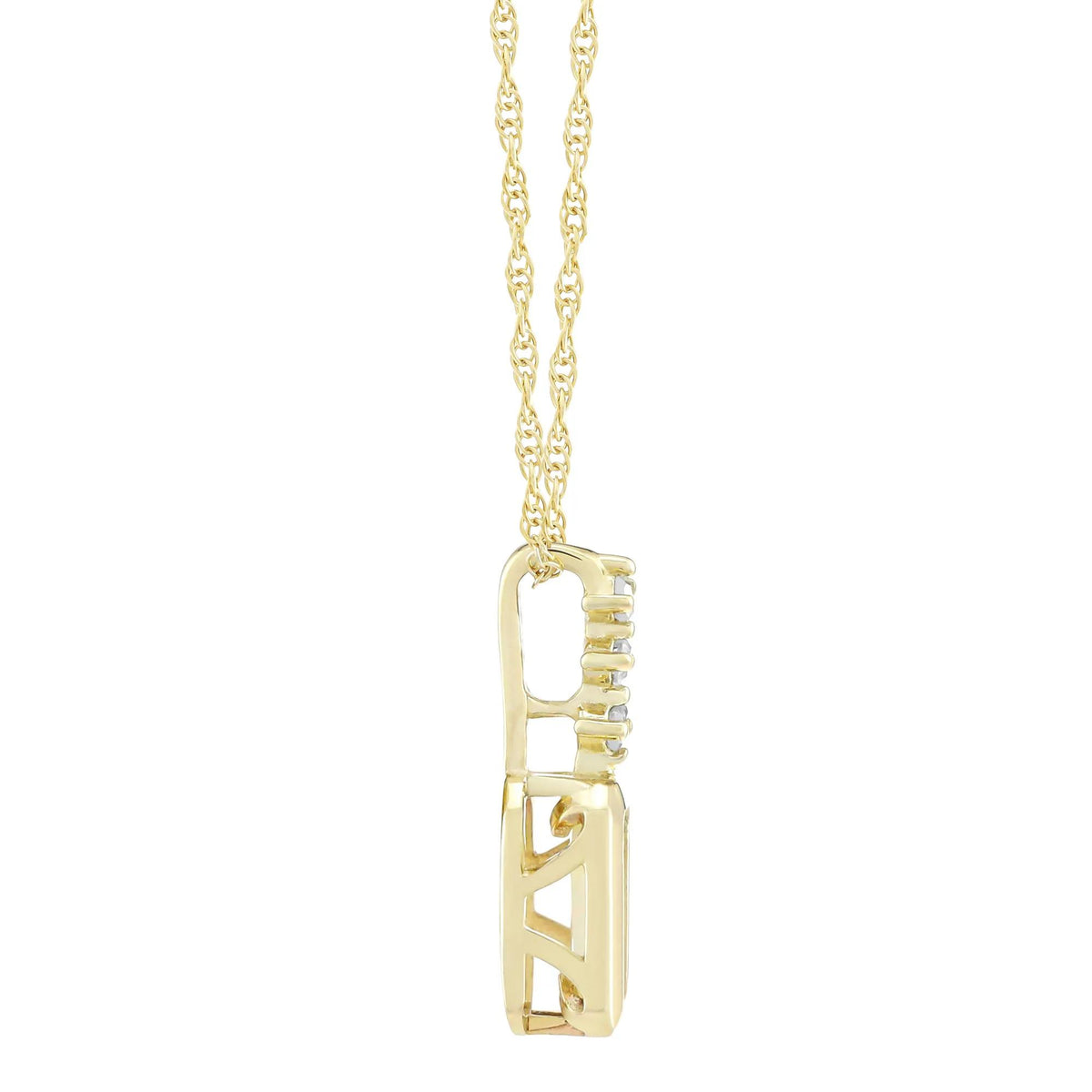 Opal and Diamond Accent Pendant Necklace 10K Yellow Gold Size 18"