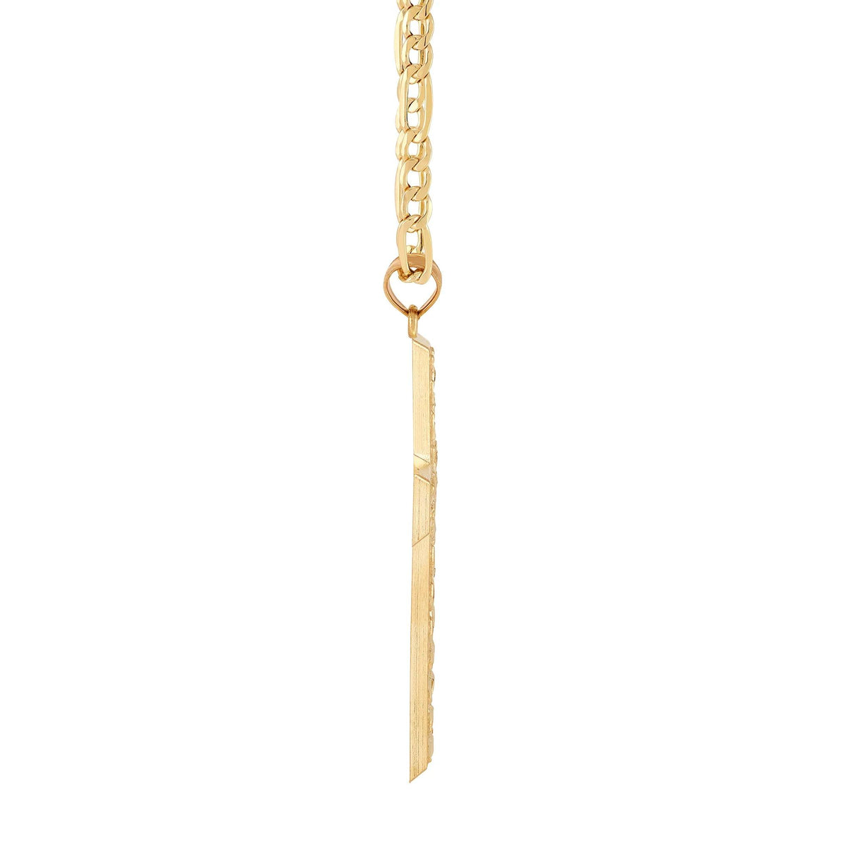 Nugget Cross Pendant Necklace 10K Yellow Gold Size 22"