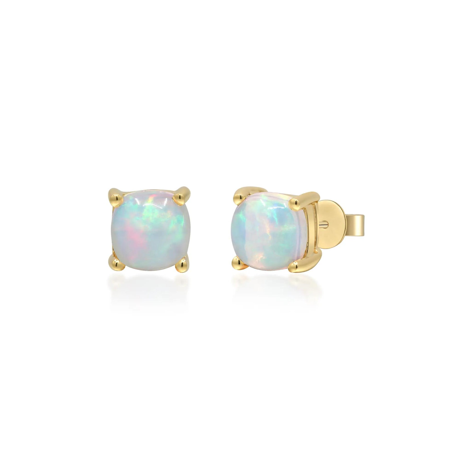 Opal Stud Earrings 10K Yellow Gold Size 6.00mm
