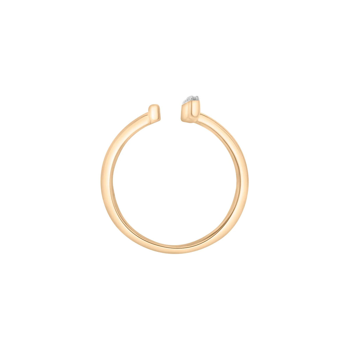 1/10 CT. Tw. Open Diamond Bar Ring 10K Yellow Gold Round Brilliant Cut Size 8.5 1.5mm