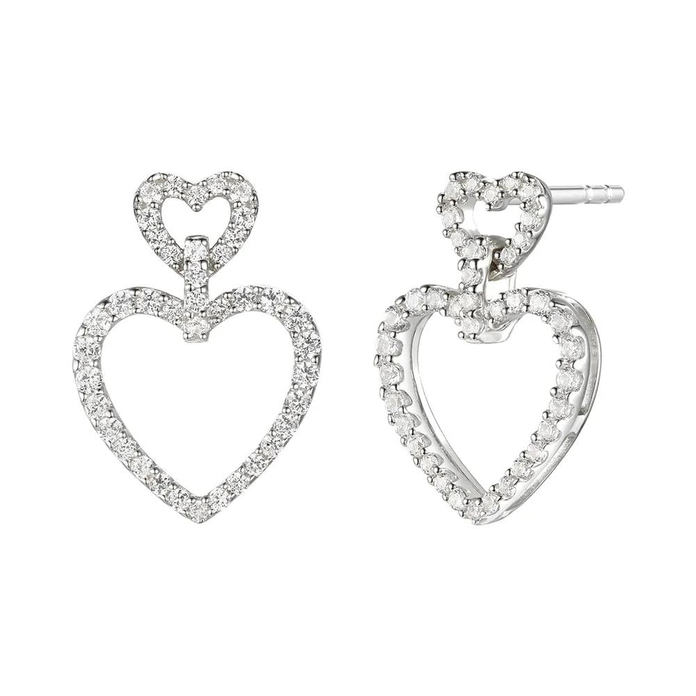 1/3 CT. Tw. Open Heart Diamond Earrings 10K White Gold Size 10.00mm