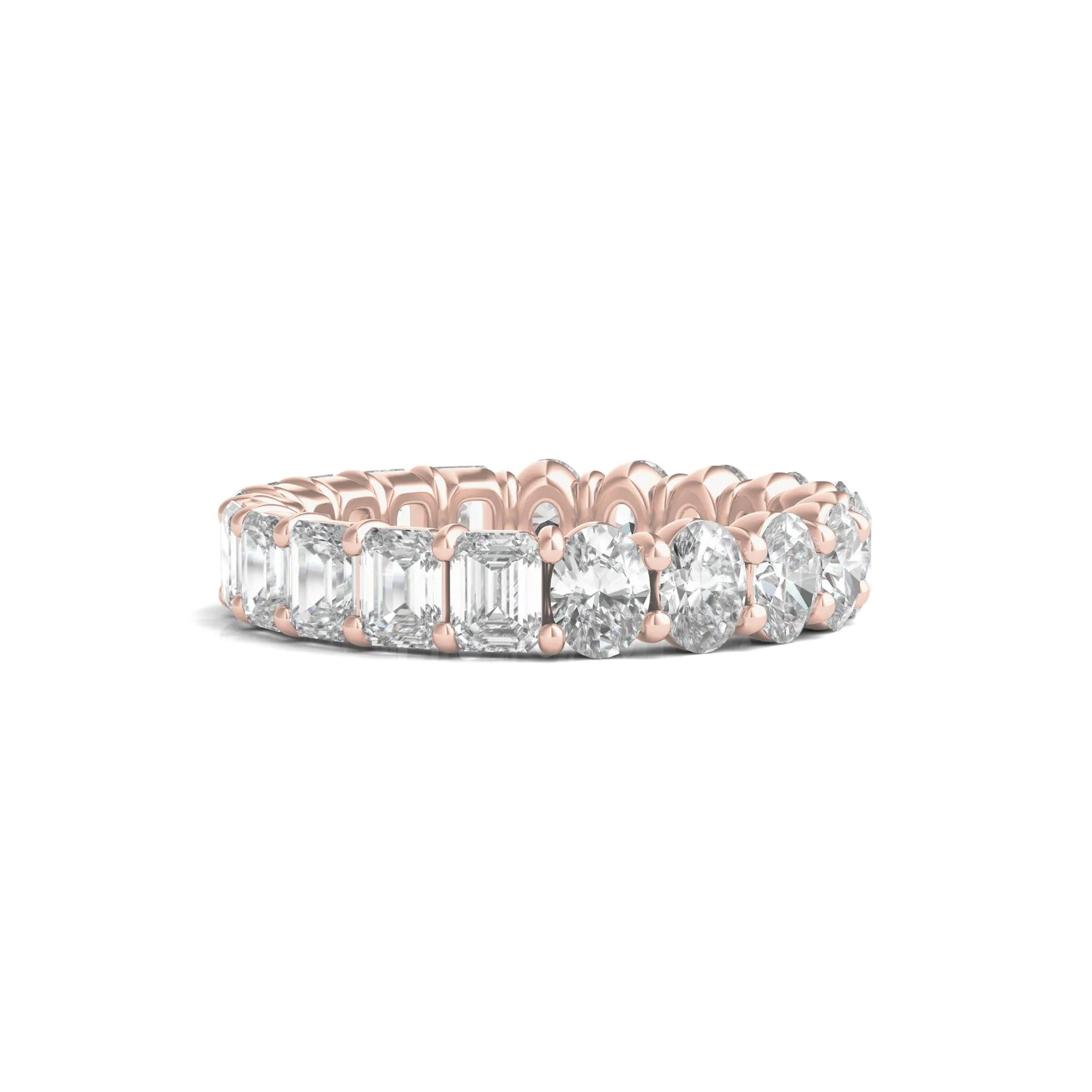 4 CT. Tw. Oval and Emerald-Cut Lab Grown Diamond Eternity Band Ring 14K Rose Gold Size 4