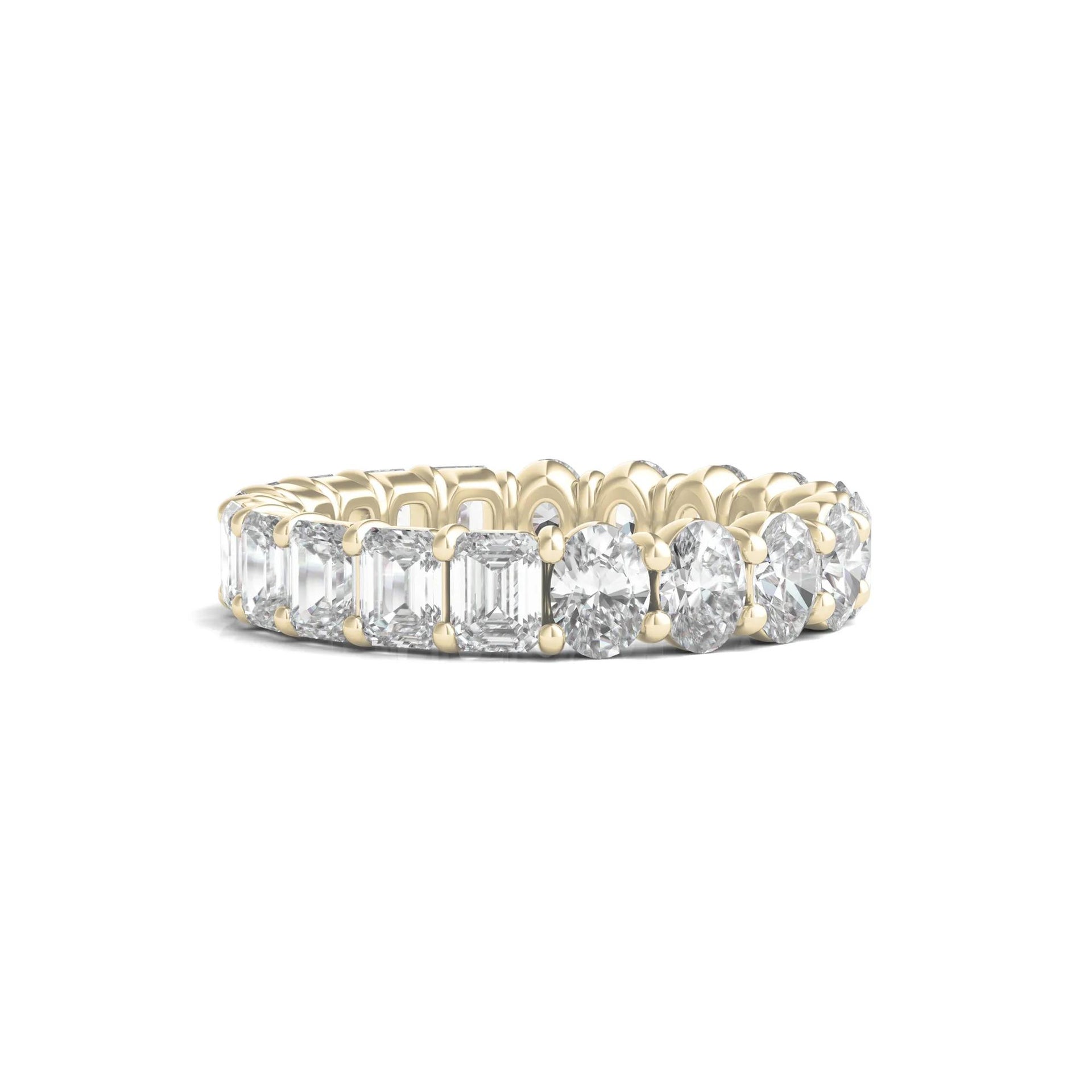 4 CT. Tw. Oval and Emerald-Cut Lab Grown Diamond Eternity Band Ring 14K Yellow Gold Size 4