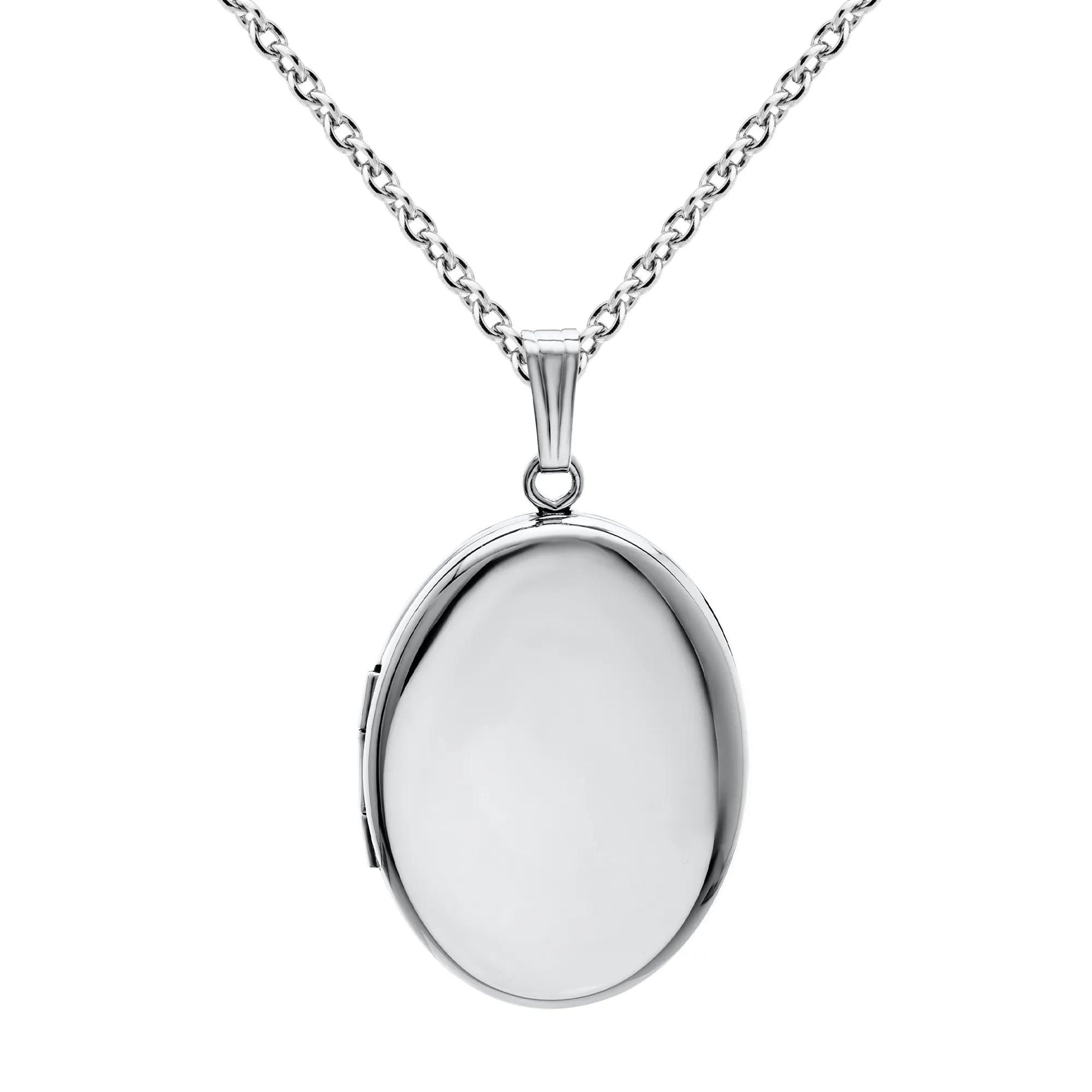 Oval Locket .925 Sterling .925 Sterling Silver Necklace White Size 18"