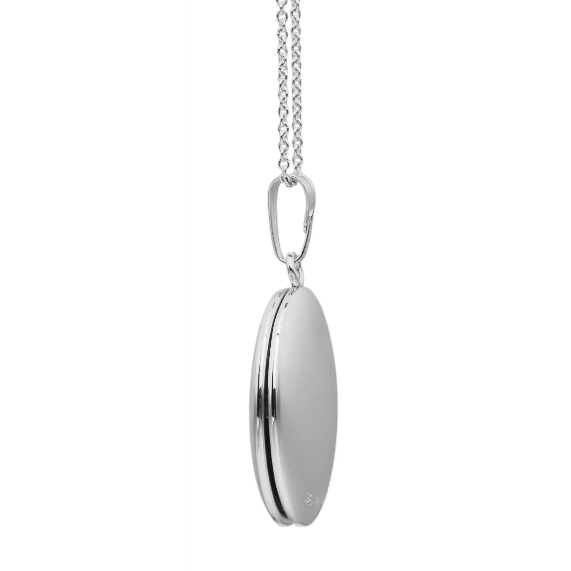 Oval Locket .925 Sterling .925 Sterling Silver Necklace White Size 18"