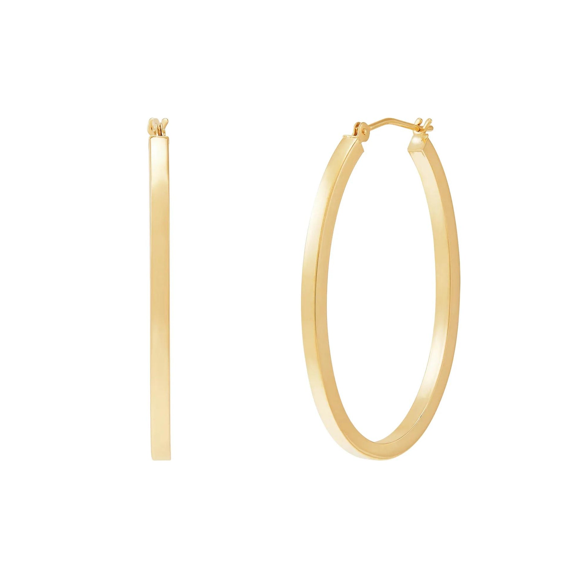 Oval Polished Hoop Earrings 14K Yellow Gold Size 27.00mm