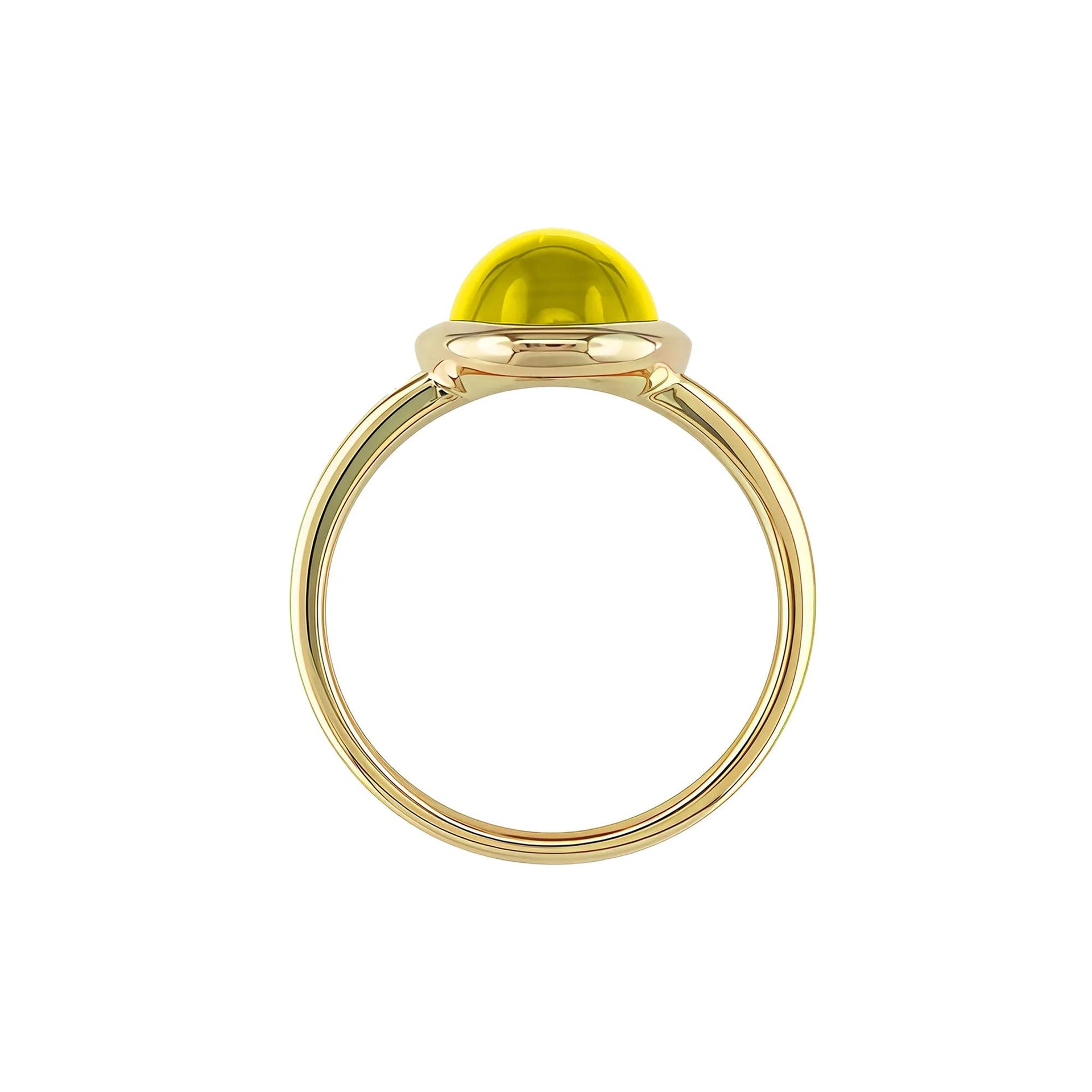 Oval-Shaped Cabochon Citrine Ring 10K Yellow Gold Size 5 1mm