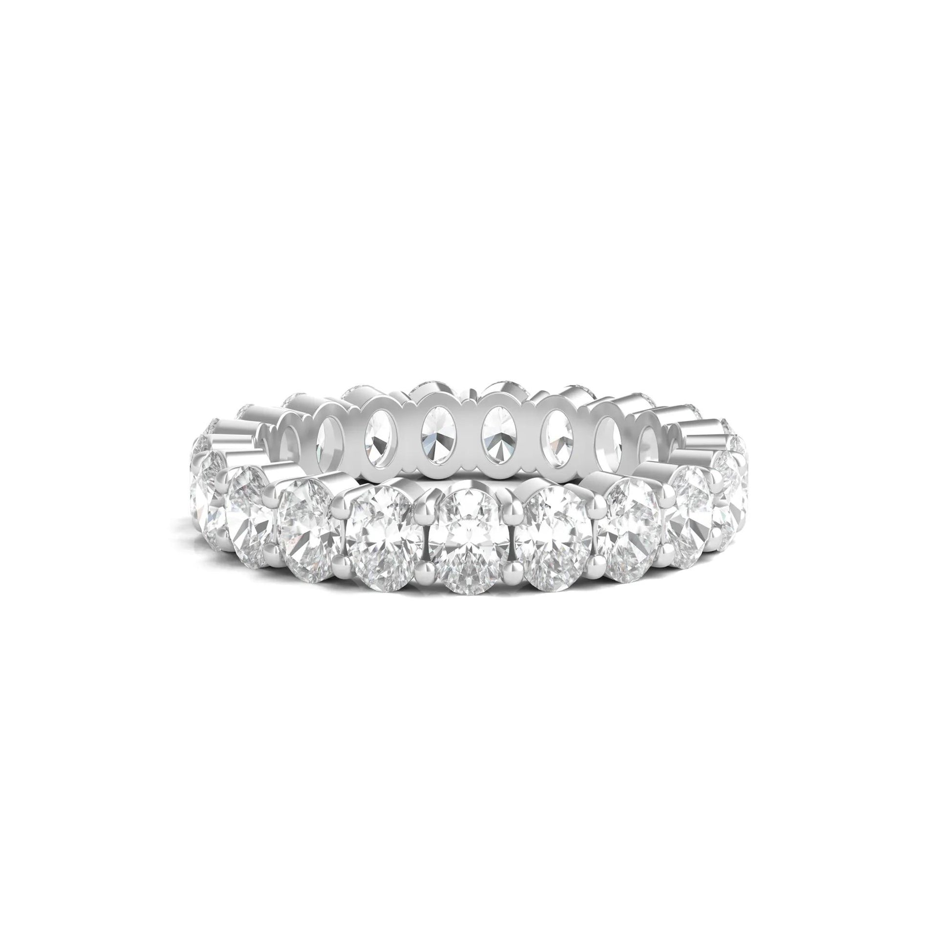 3 CT. Tw. Oval-Shaped Diamond Wedding Band Ring with Eternity Setting 14K White Gold Size 6.5 3mm