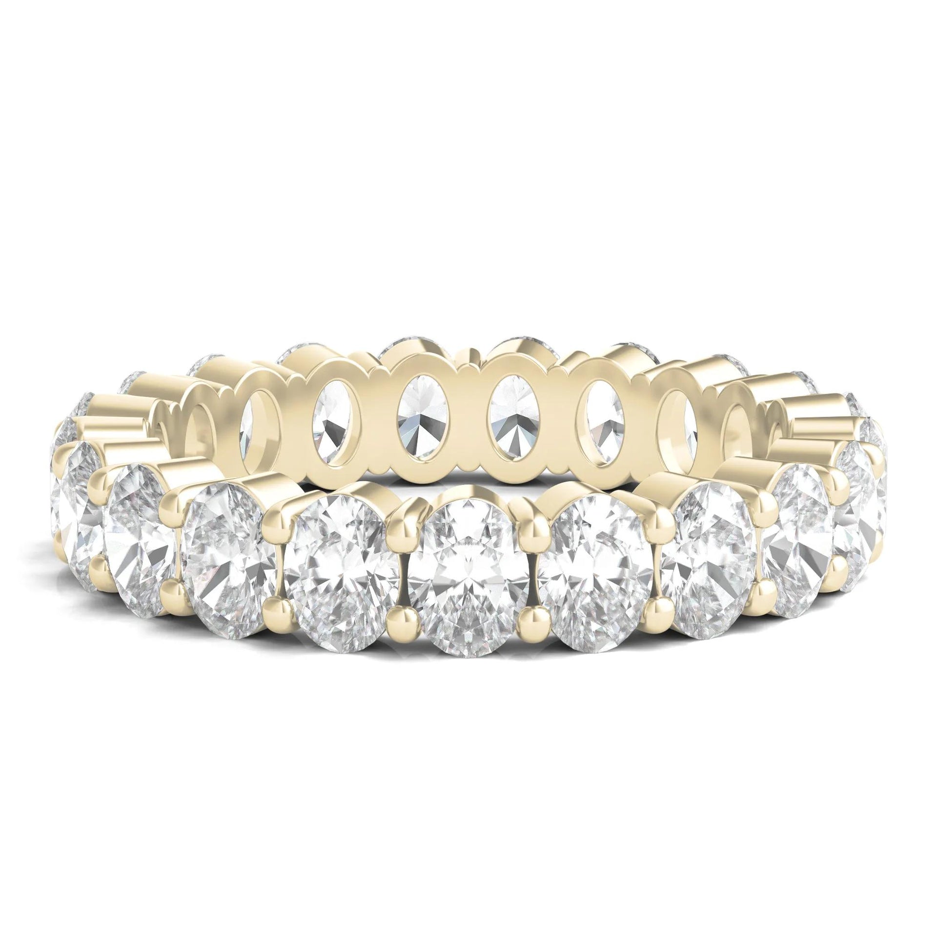 3 CT. Tw. Oval-Shaped Diamond Wedding Band Ring with Eternity Setting 14K Yellow Gold Size 7.5 3mm