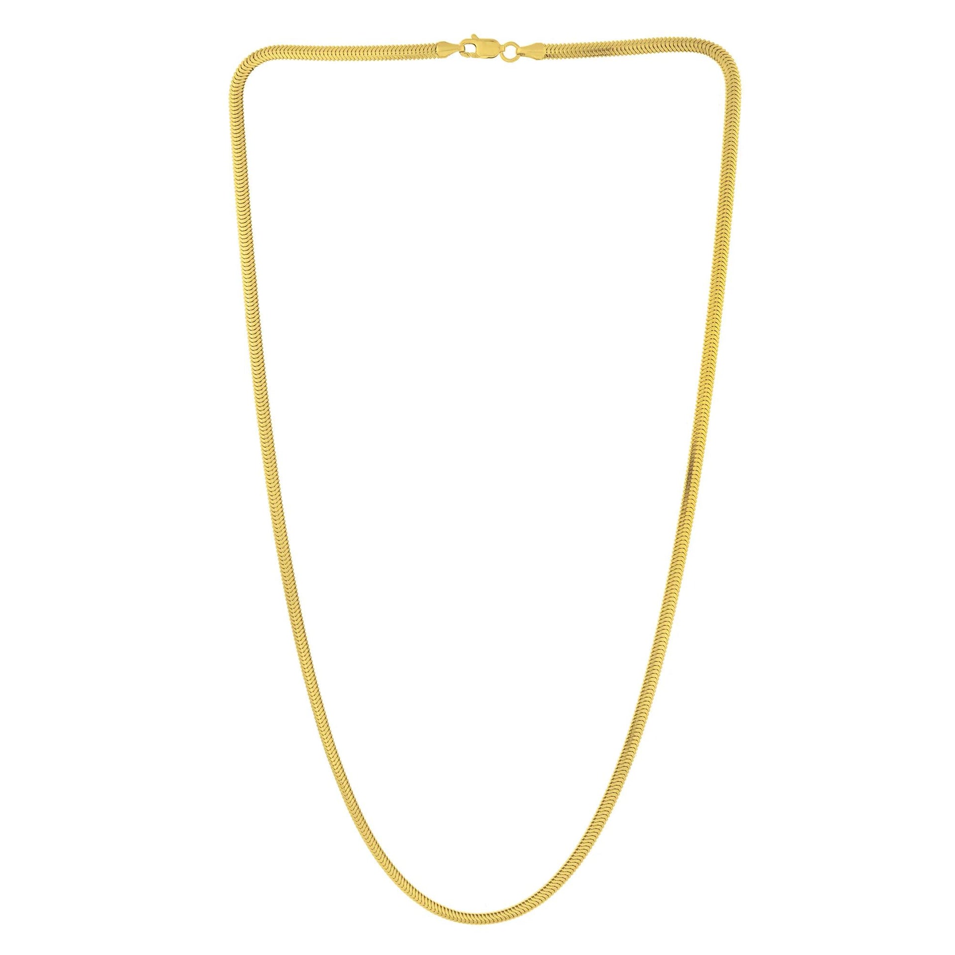 Oval Snake Chain 14K Yellow Gold Necklace Size 18"