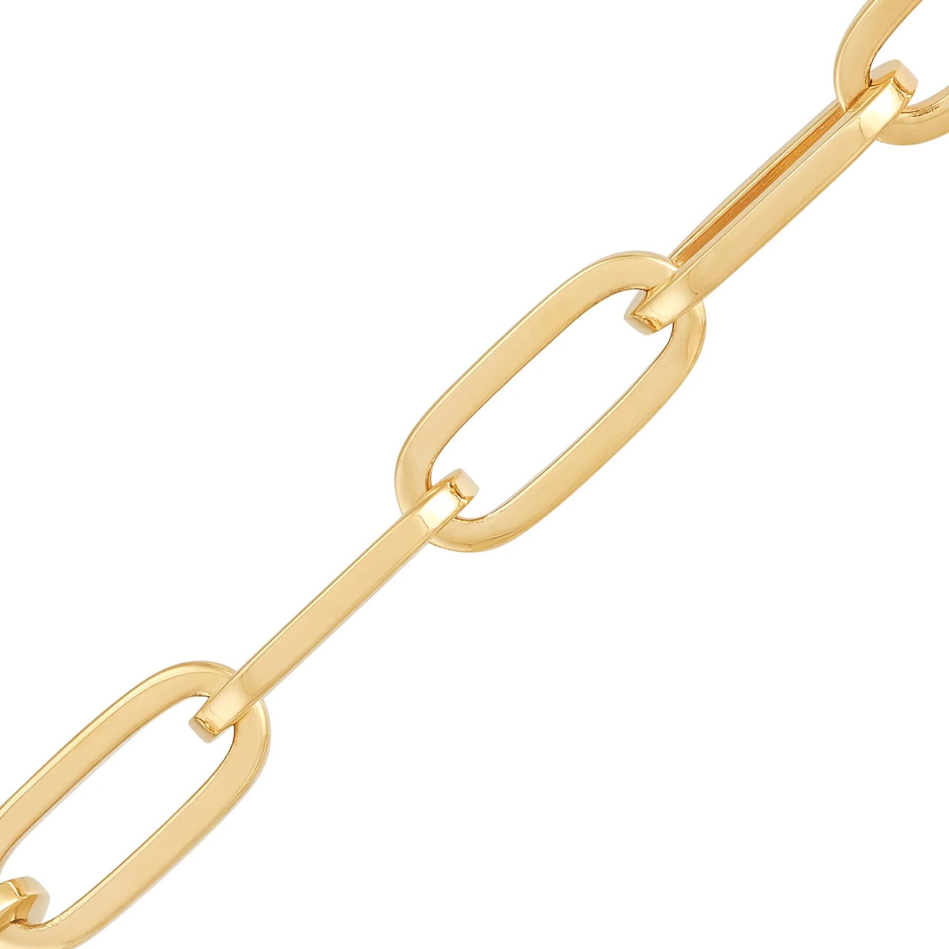 Oval Squared Paperclip Link Necklace 14K Yellow Gold Size 18"