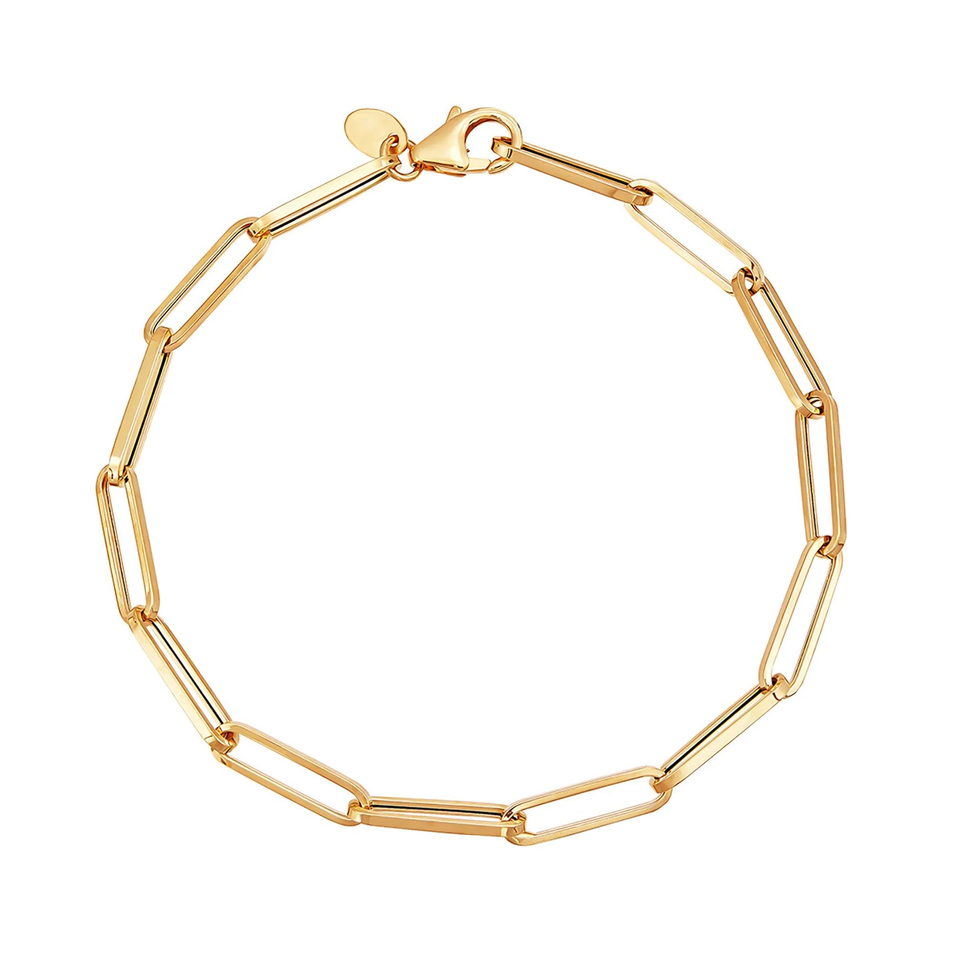 Paperclip Chain Bracelet 14K Yellow Gold Size 3.90mm