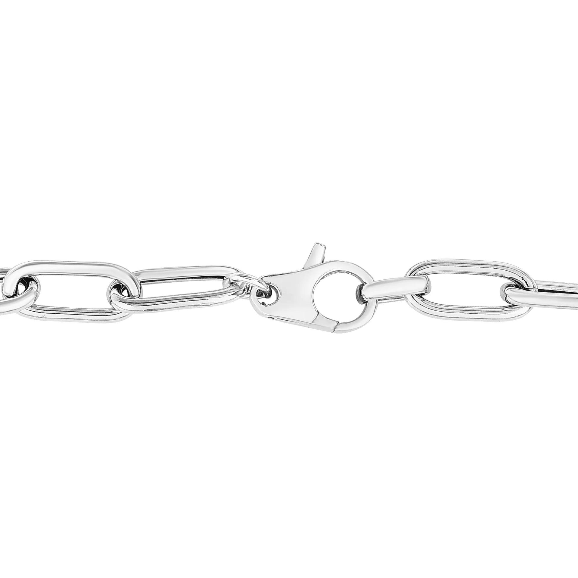 Paperclip Chain Bracelet .925 Sterling Silver 7.5" Gray Size 6.50mm