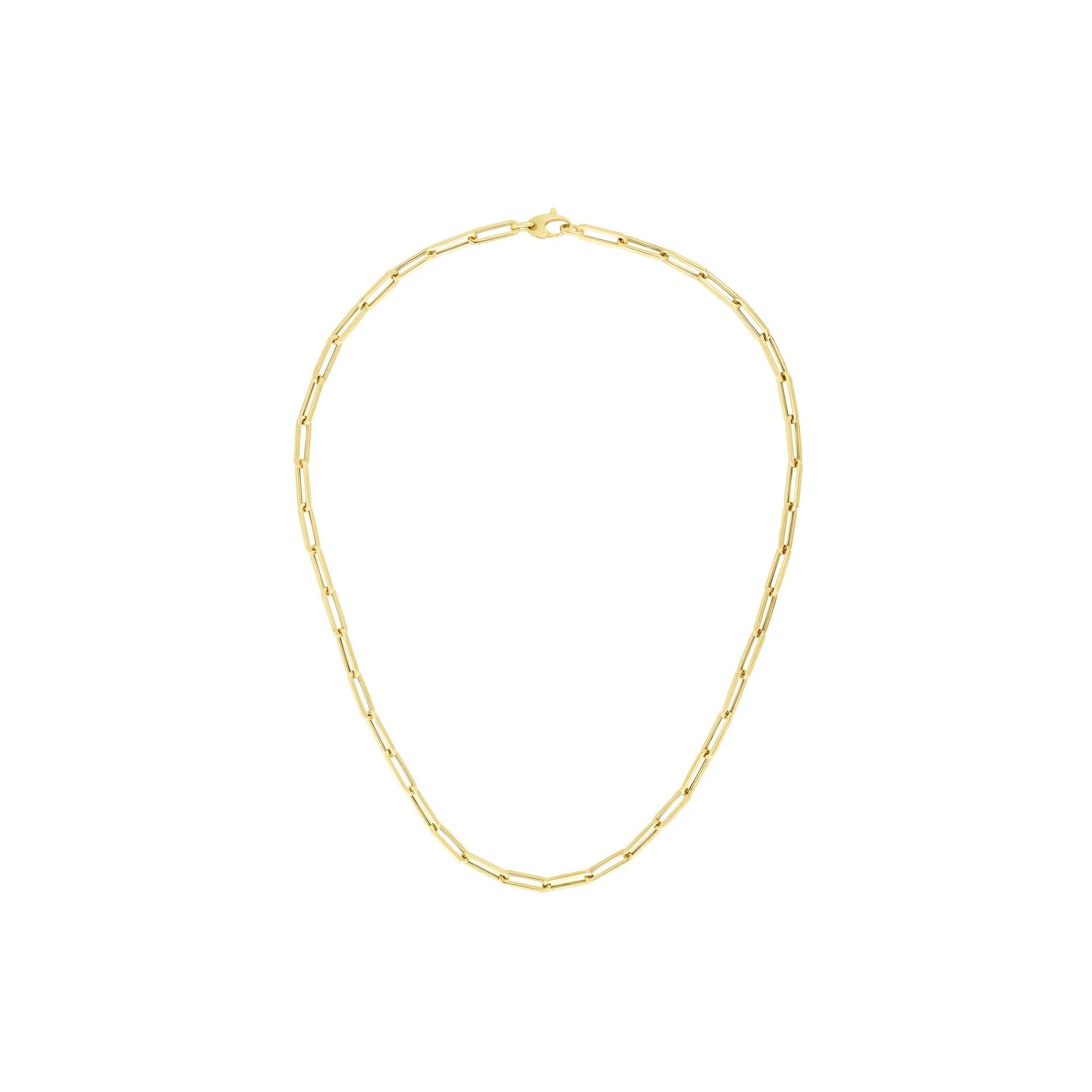 Paperclip Chain 14K Yellow Gold Necklace Size 18"