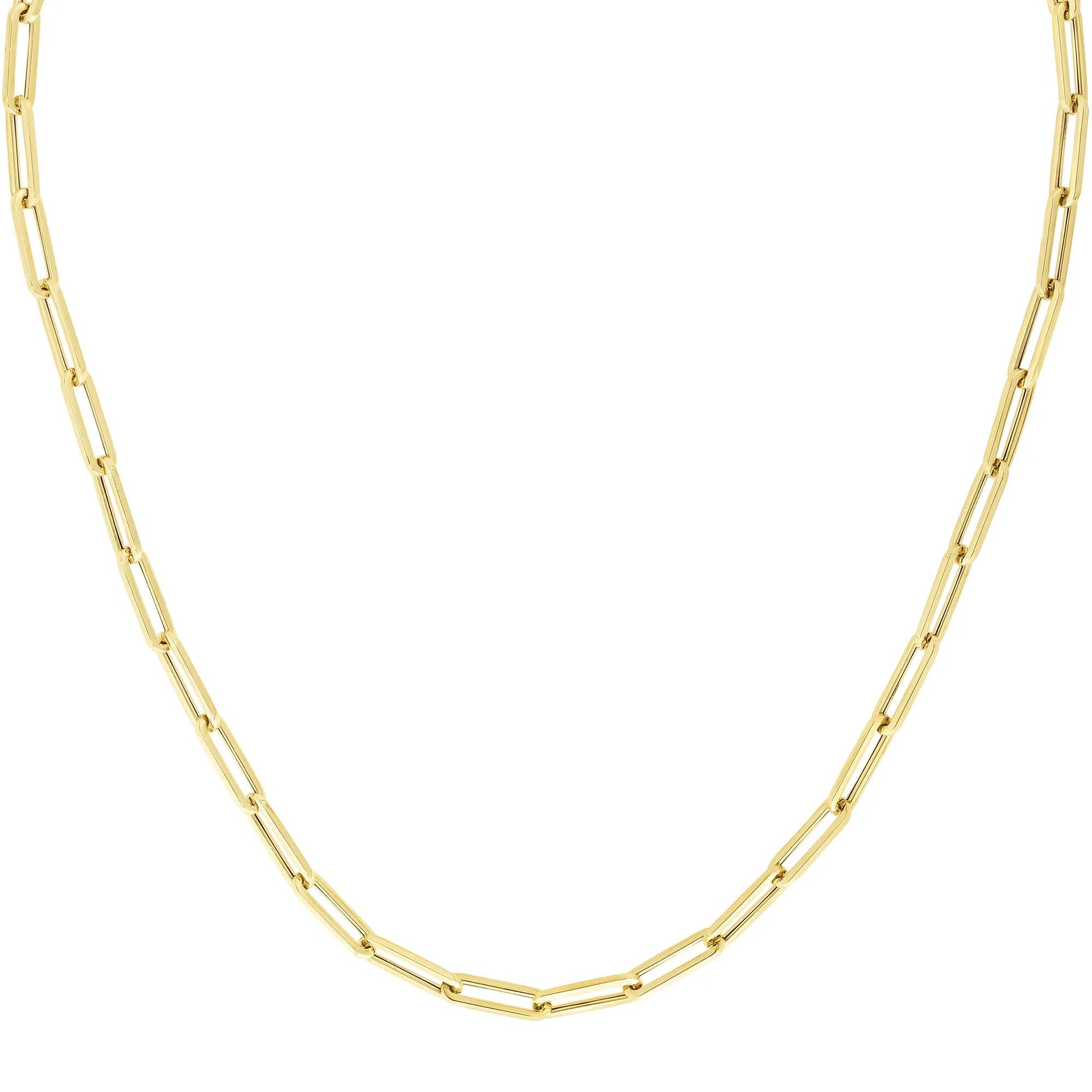 Paperclip Chain 14K Yellow Gold Necklace Size 18"