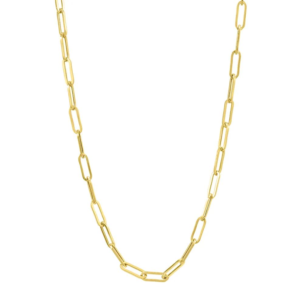 Paperclip Chain Necklace 14K Yellow Gold Size 18"