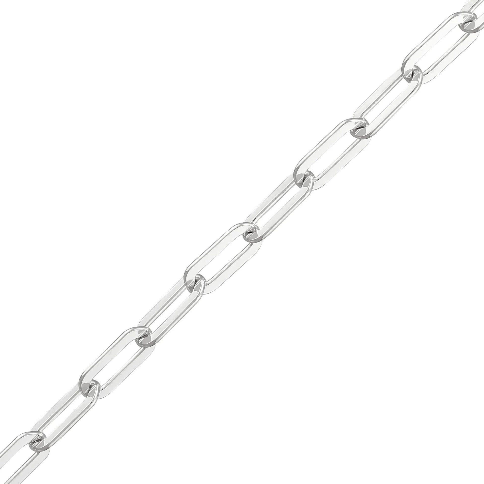 Paperclip Chain Necklace .925 Sterling Silver White Size 18"
