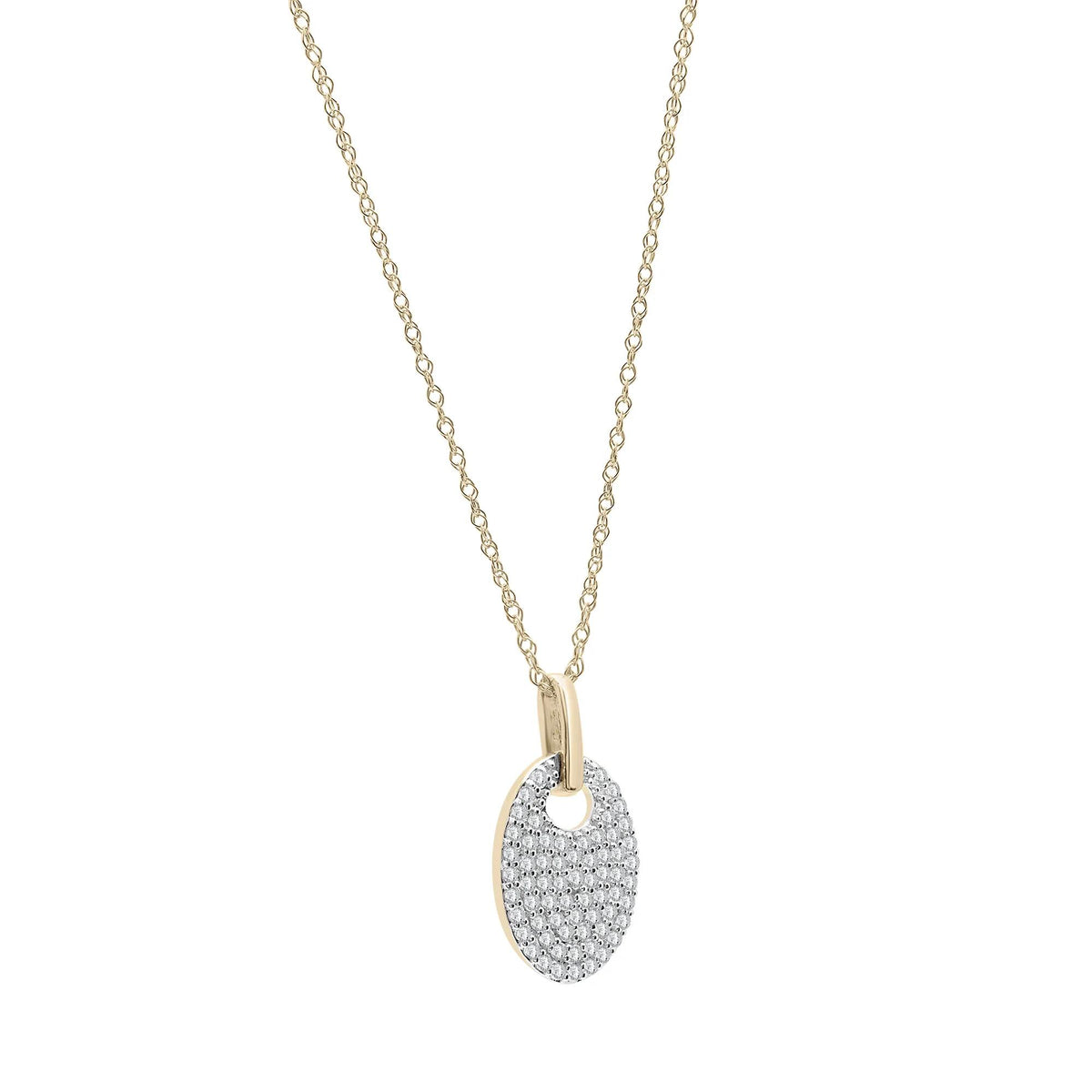 1/4 CT. Tw. Pavé Diamond Door Knocker Pendant Necklace 10K Yellow Gold Size 18"