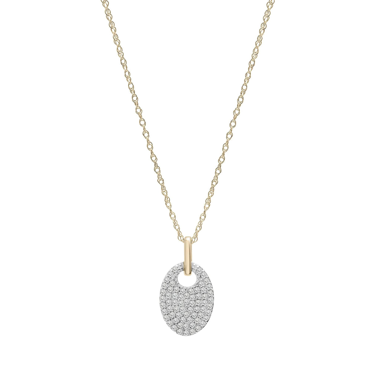 1/4 CT. Tw. Pavé Diamond Door Knocker Pendant Necklace 10K Yellow Gold Size 18"