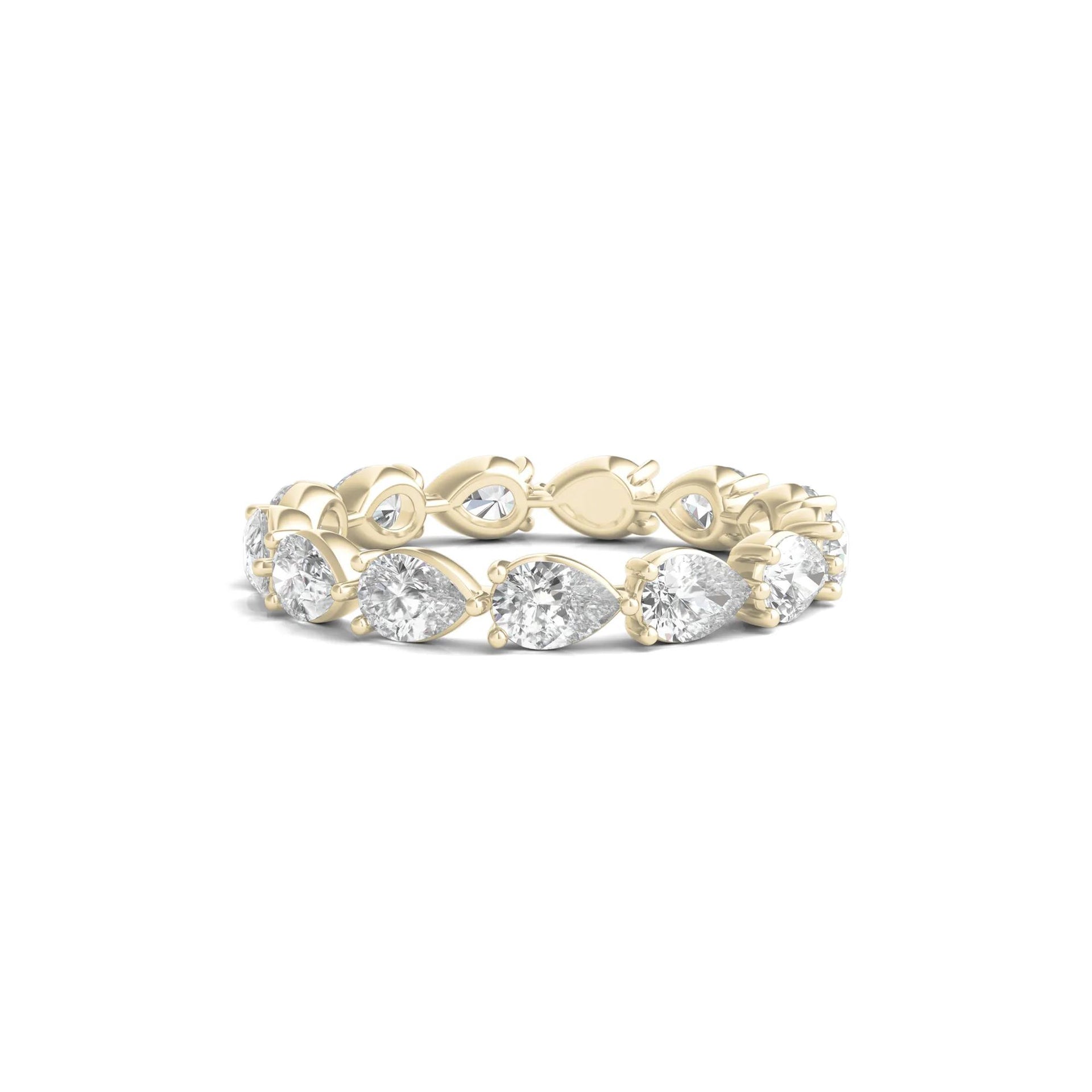 2 CT. Tw. Pear-Cut Lab Grown Diamond Eternity Band Ring 14K Yellow Gold Size 4