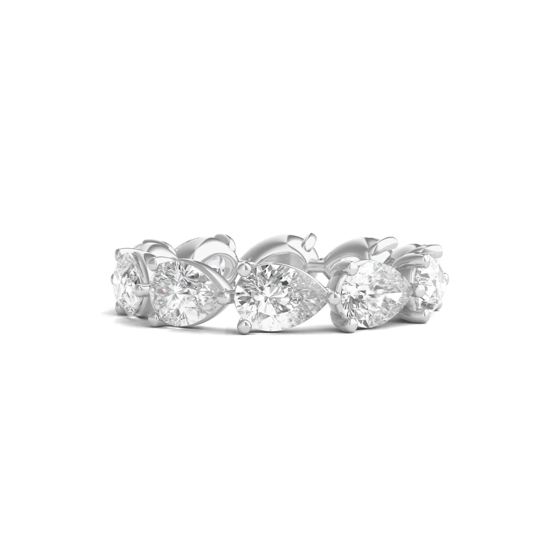 5 CT. Tw. Pear-Cut Lab Grown Diamond Eternity Band Ring 14K White Gold Size 9