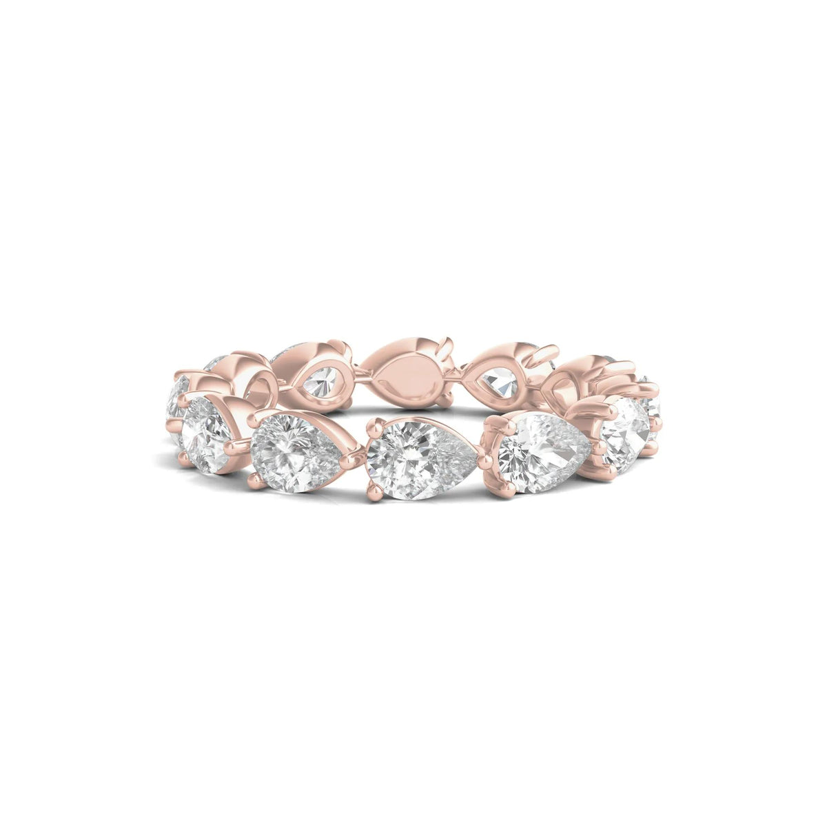 3 CT. Tw. Pear-Cut Lab Grown Diamond Eternity Band Ring 14K Rose Gold Size 5